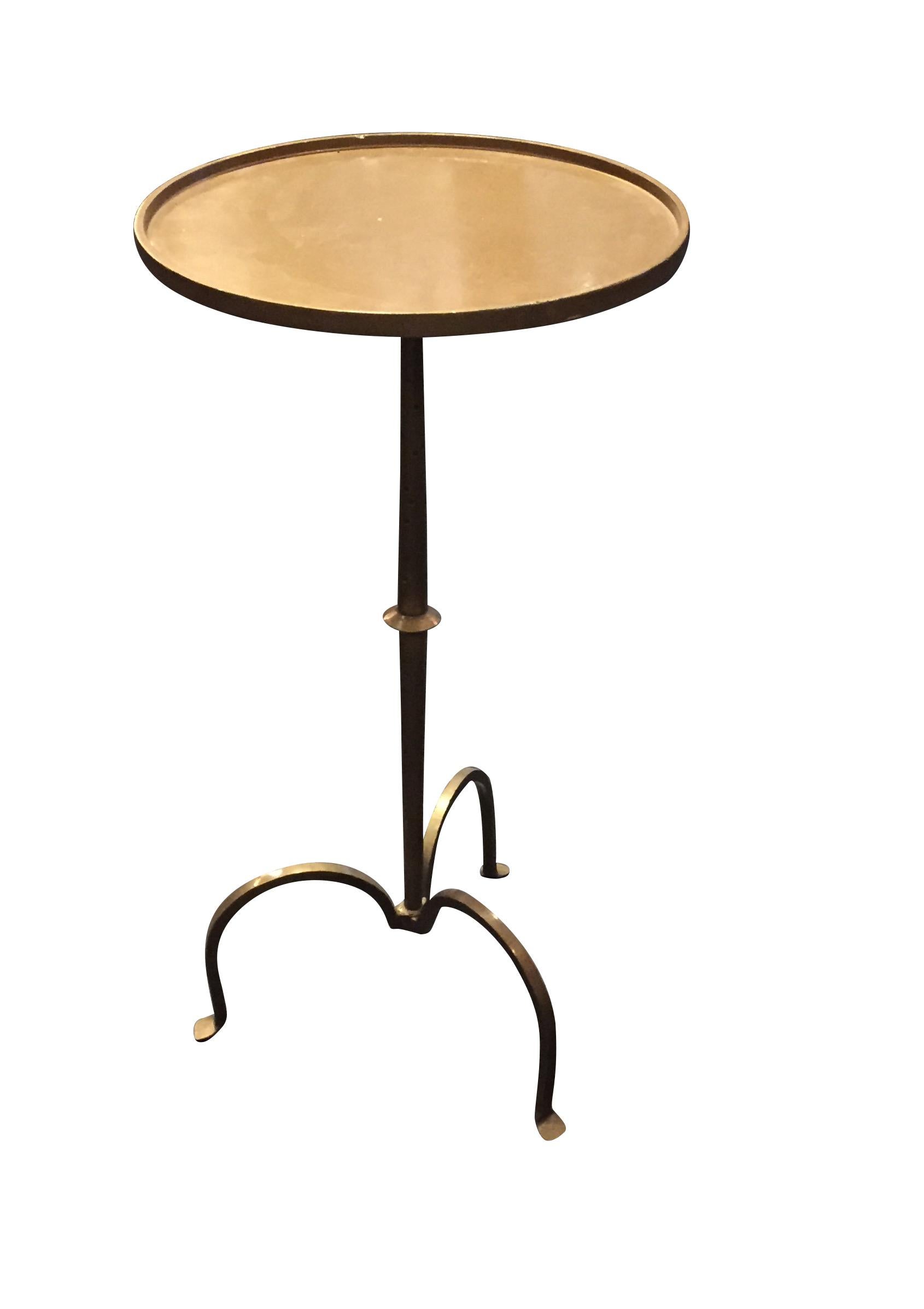 Modern Black Rubbed Steel Small Side or Cocktail Table, China, Contemporary For Sale
