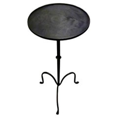 Vintage Black Rubbed Steel Small Side or Cocktail Table, China, Contemporary