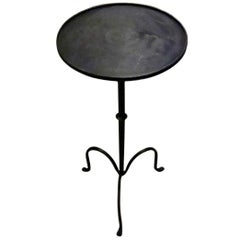 Black Rubbed Steel Small Side or Cocktail Table, China, Contemporary