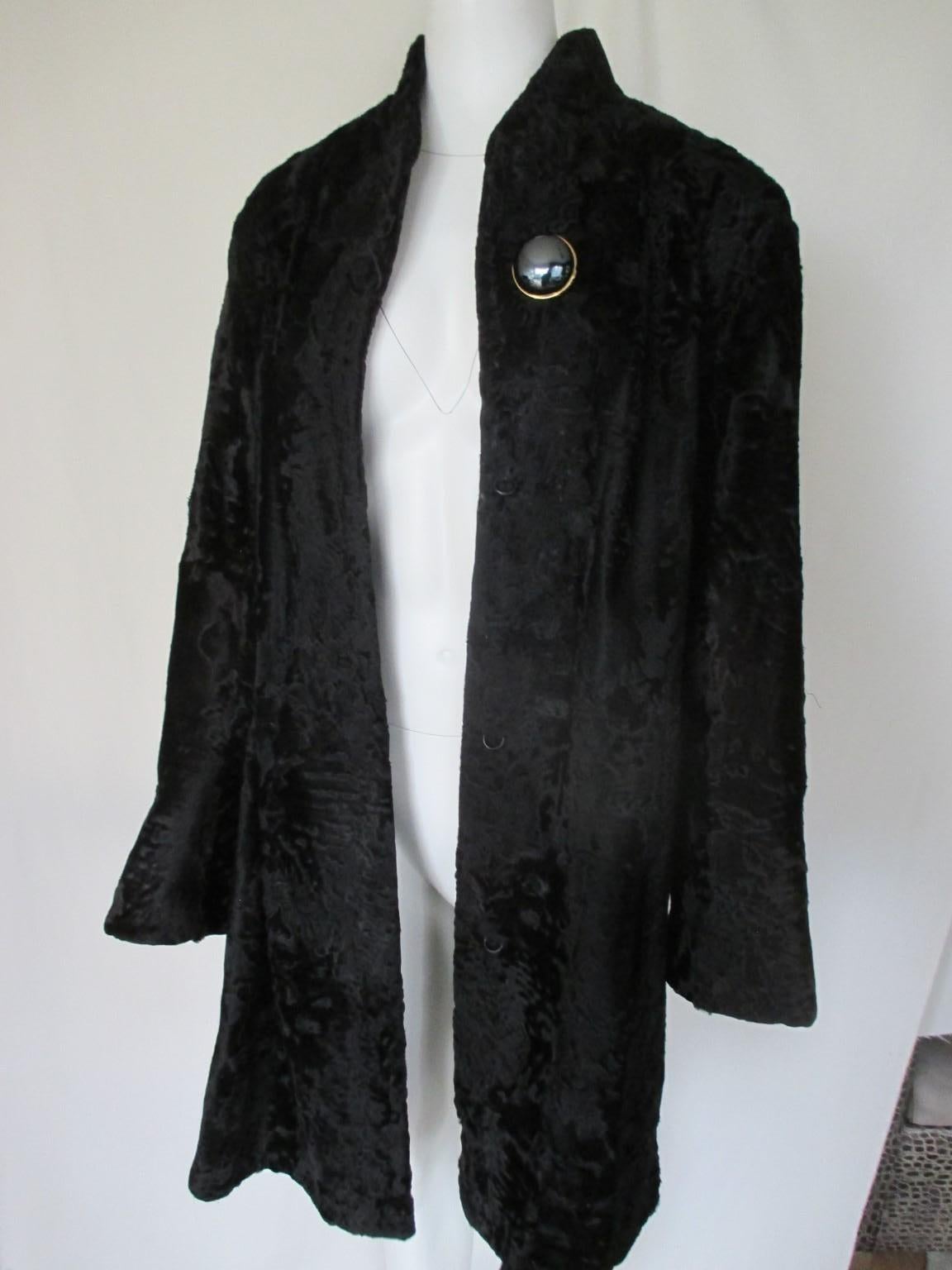 Women's or Men's  Black Broadtail Lamb Fur Coat For Sale