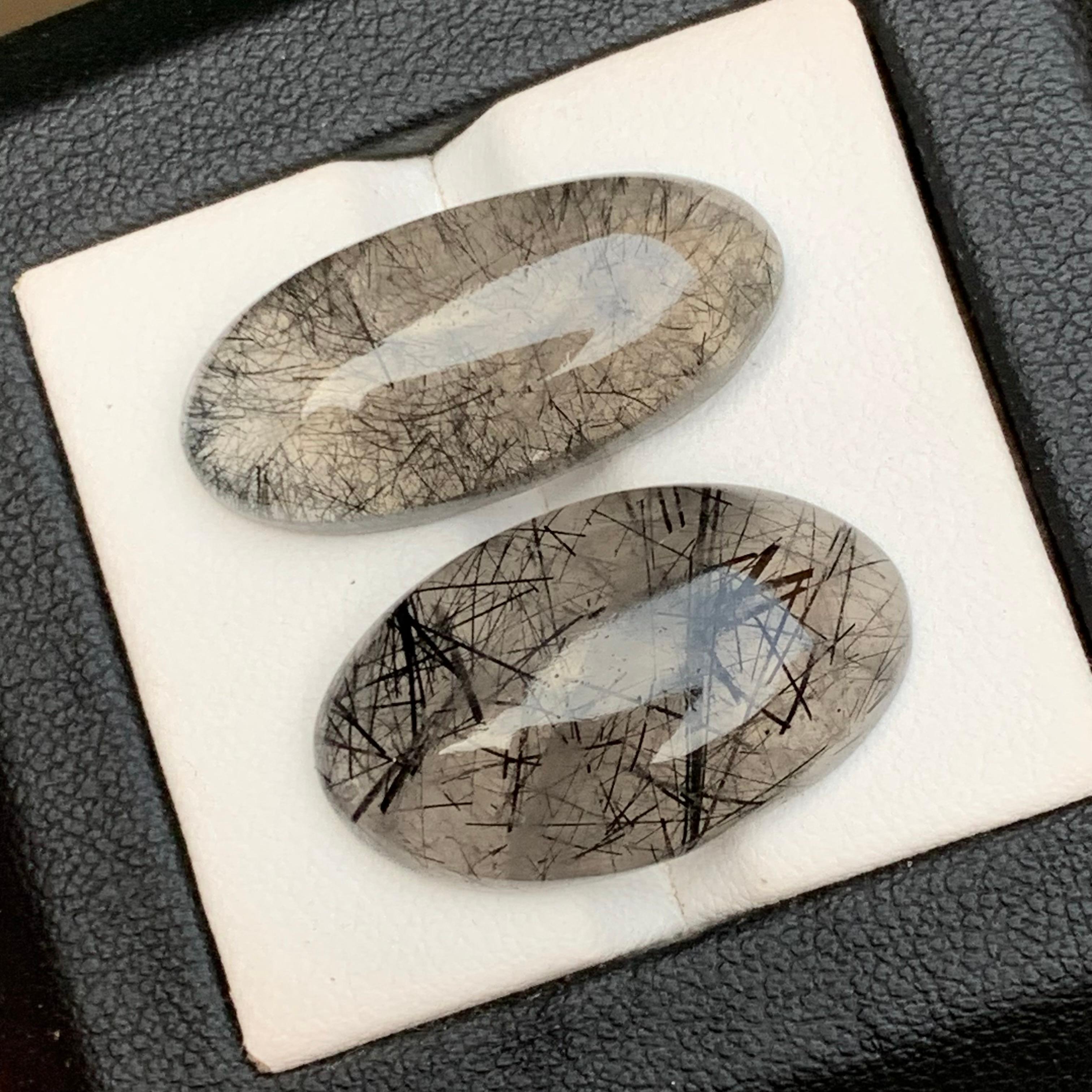 Schwarzer Rutilquarz Lose Edelstein Cabochons 33.85 Ct für Ringe, Anhänger Jewell im Angebot 5