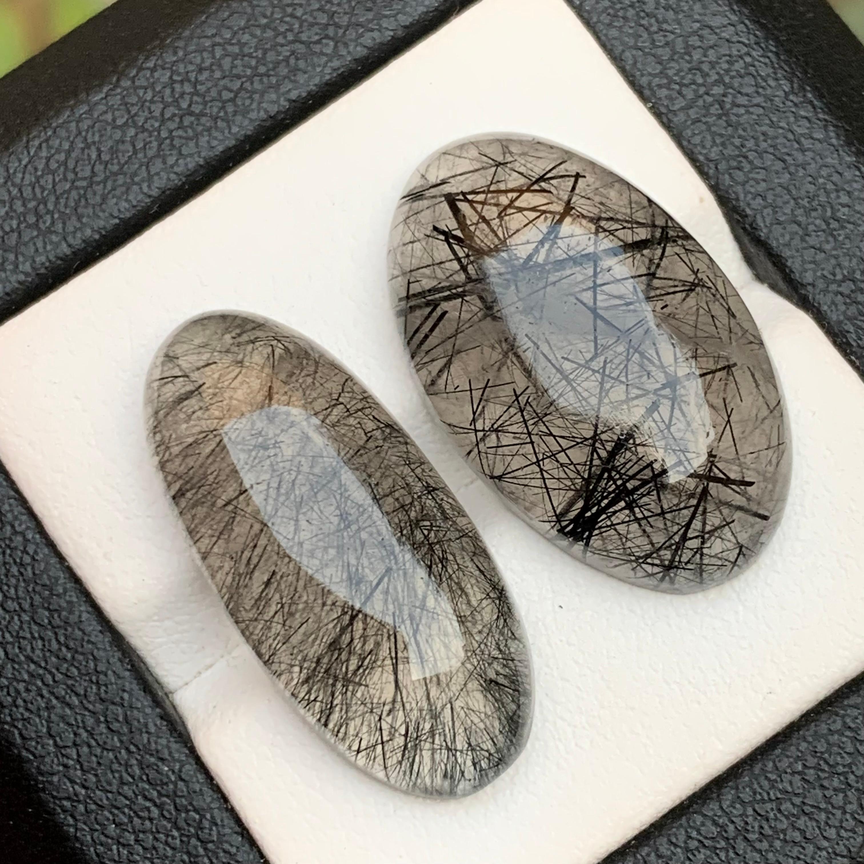 Schwarzer Rutilquarz Lose Edelstein Cabochons 33.85 Ct für Ringe, Anhänger Jewell (Modernistisch) im Angebot