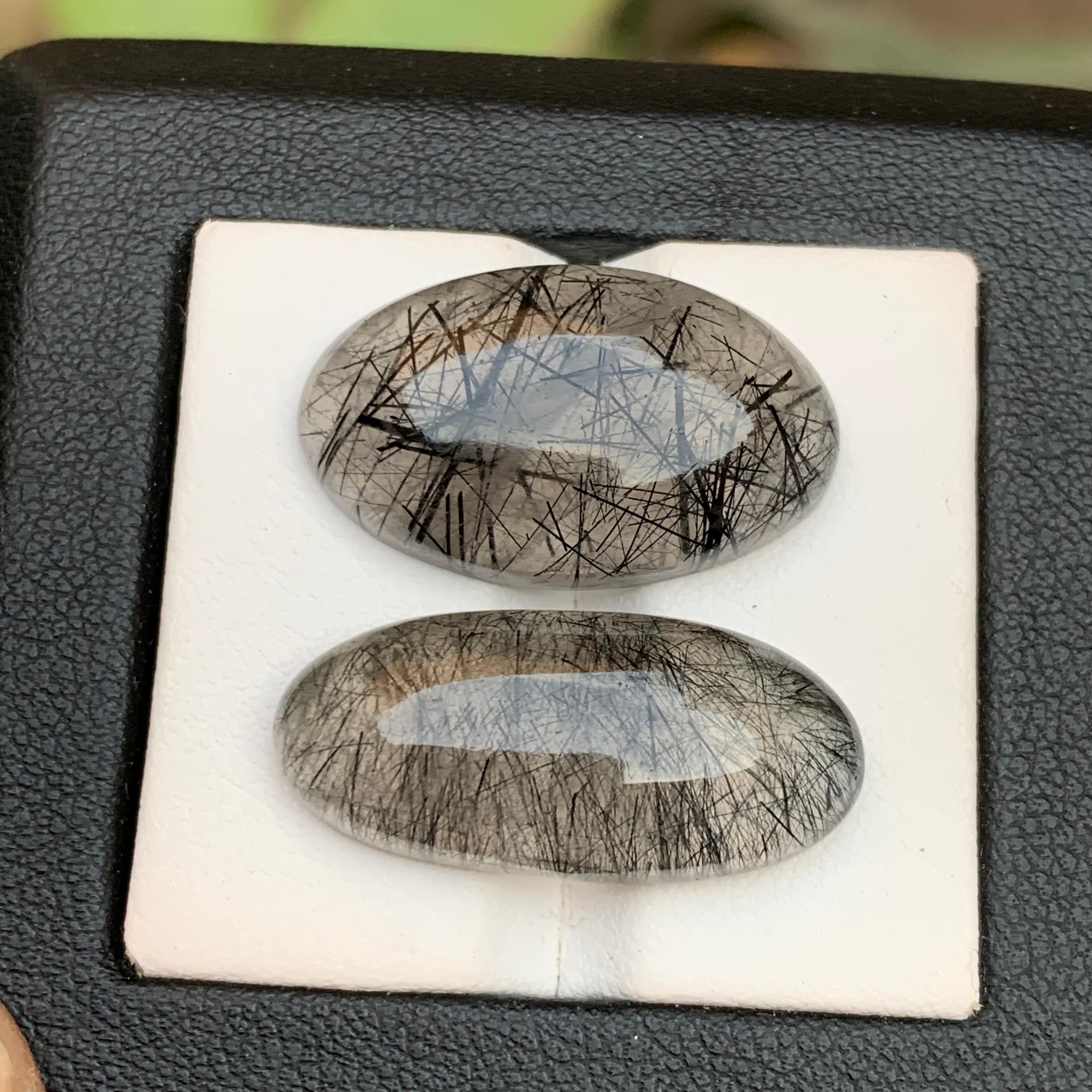 Schwarzer Rutilquarz Lose Edelstein Cabochons 33.85 Ct für Ringe, Anhänger Jewell im Angebot 2