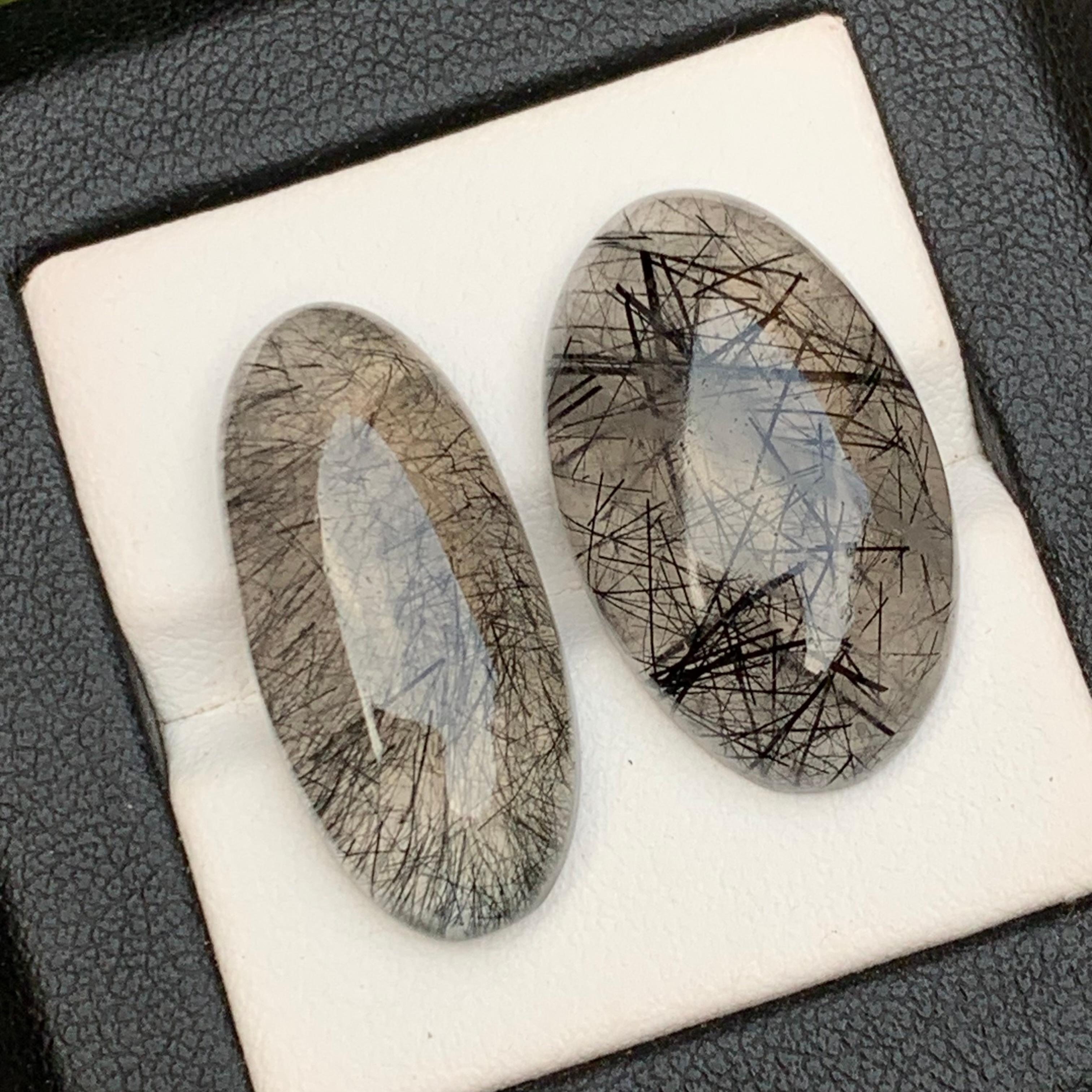 Schwarzer Rutilquarz Lose Edelstein Cabochons 33.85 Ct für Ringe, Anhänger Jewell im Angebot 3