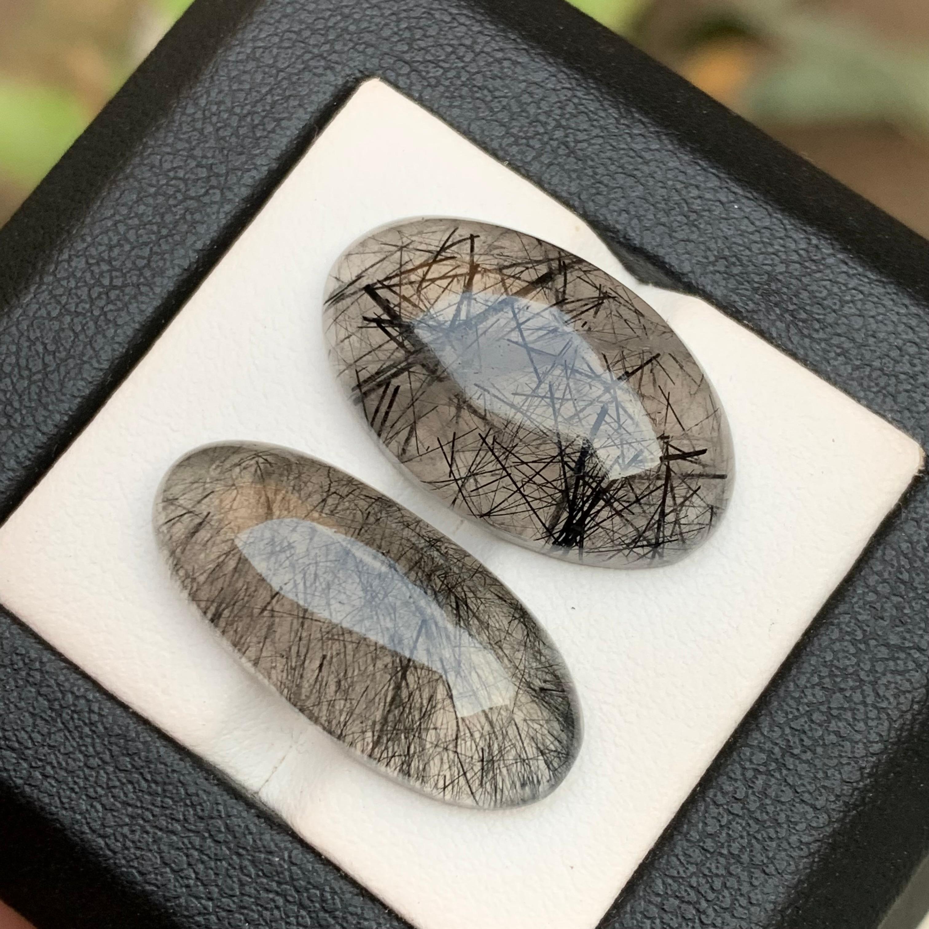 Schwarzer Rutilquarz Lose Edelstein Cabochons 33.85 Ct für Ringe, Anhänger Jewell im Angebot 4