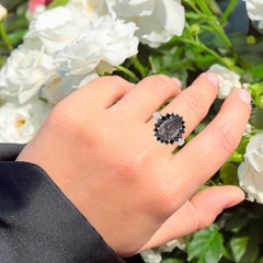 Black Rutile Ring With Black Spinel 5.90 Carats Sterling Silver
