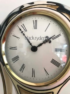 Black Ryden 'Moorcroft' Tube Lined Pottery Mantel Clock, Circa 2003
