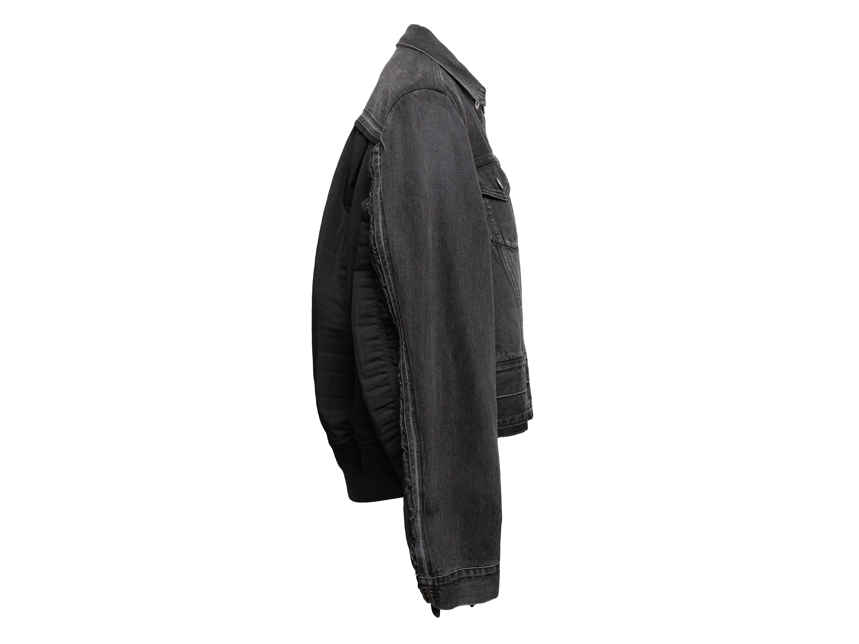 Nero Giacca di jeans nera con patchwork di Sacai Taglia 3 in vendita