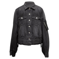 Giacca di jeans nera con patchwork di Sacai Taglia 3