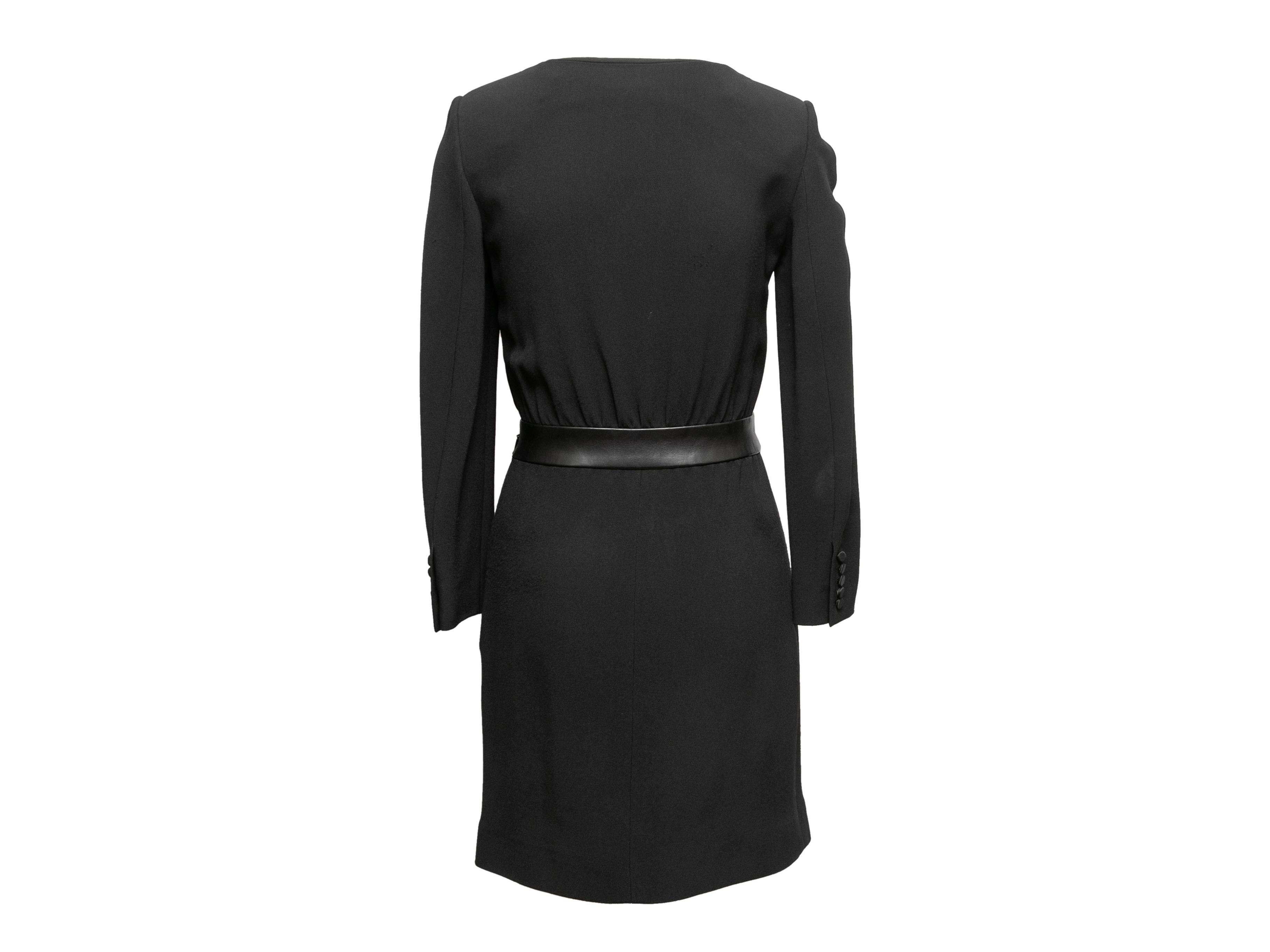 Black Saint Laurent Leather & Mesh-Accented Dress Size US XS For Sale 1