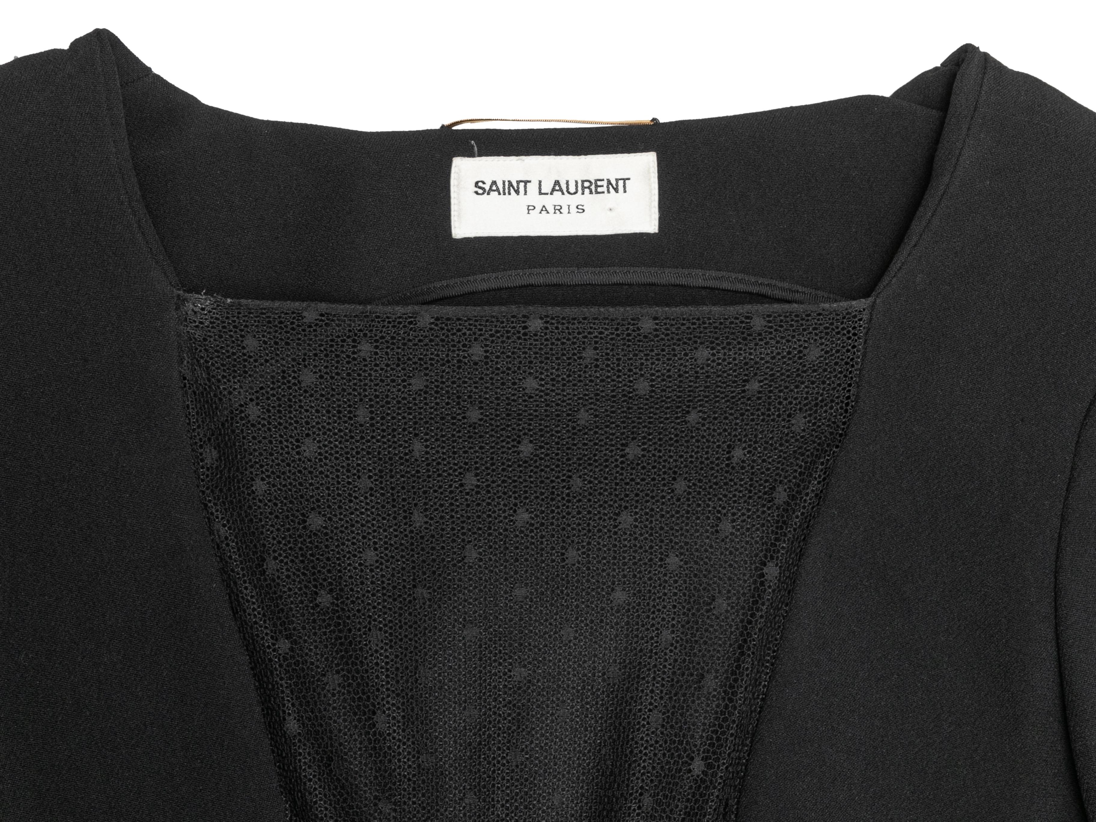 Black Saint Laurent Leather & Mesh-Accented Dress Size US XS For Sale 2