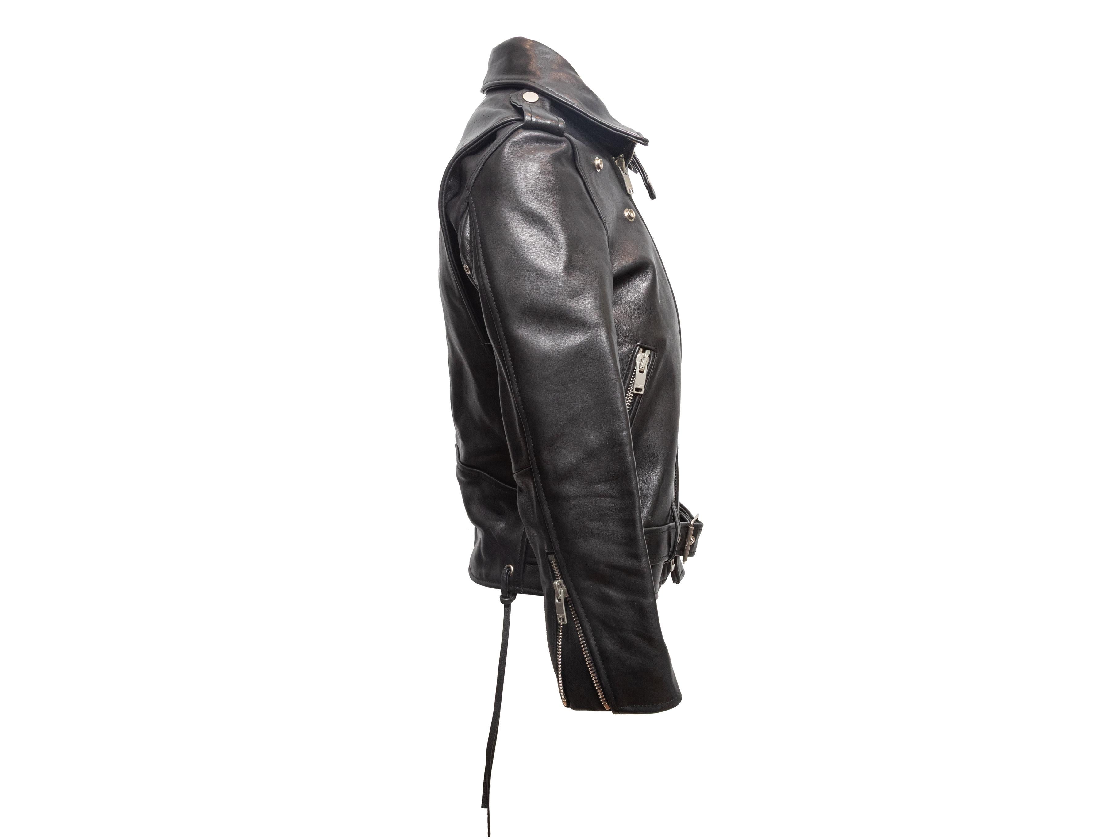Noir Veste Moto en cuir noir Saint Laurent Taille FR 36 en vente