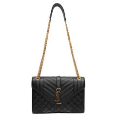 Black Saint Laurent Matelasse Envelope Shoulder Bag