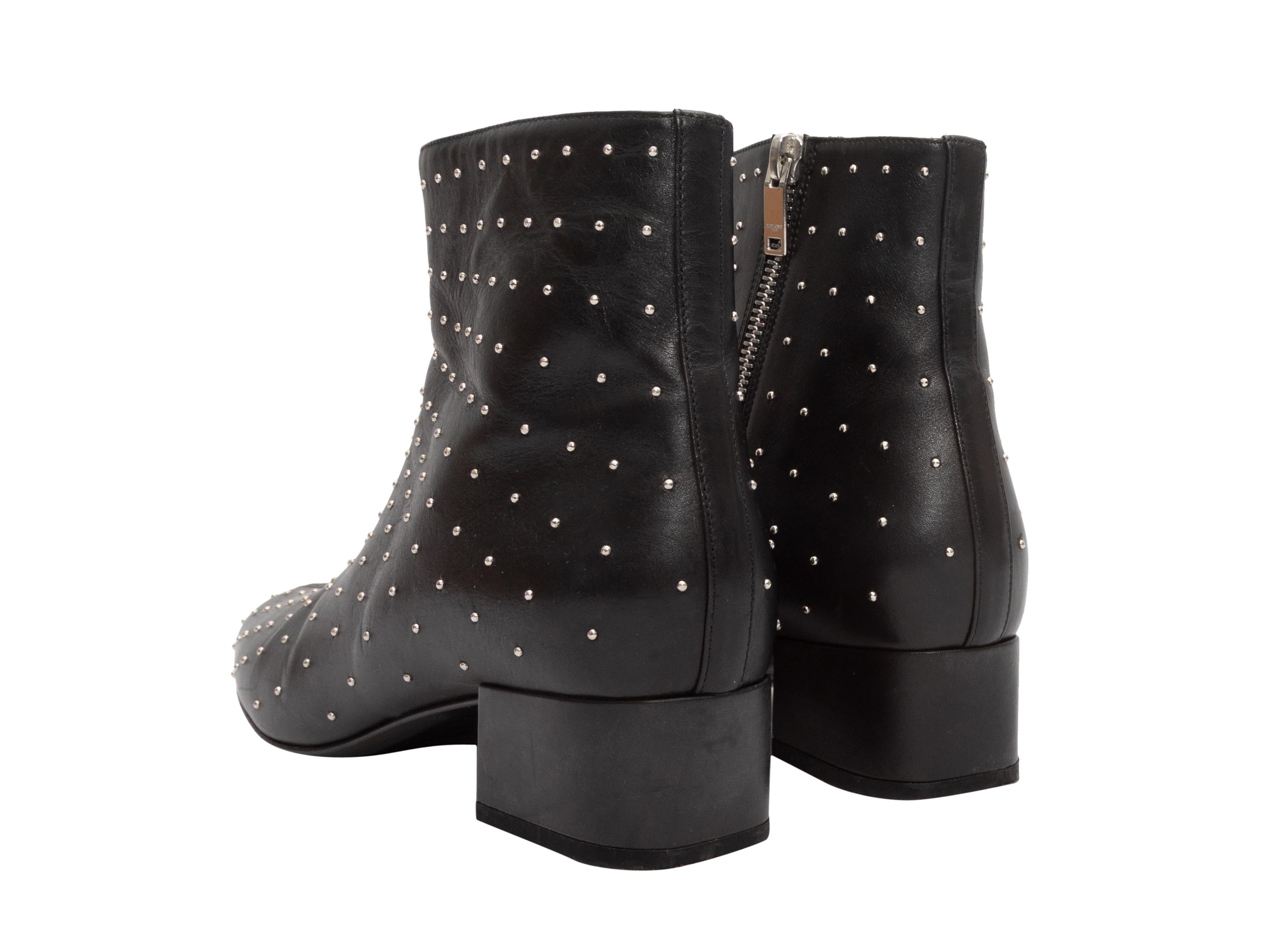 Black Saint Laurent Studded Leather Ankle Boots size 38 In Excellent Condition For Sale In New York, NY