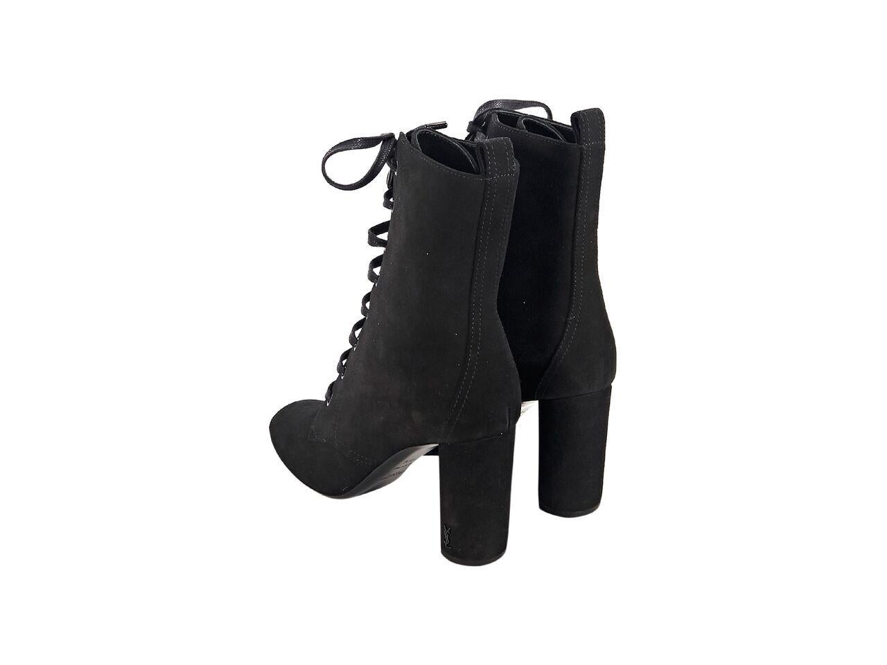 Black Saint Laurent Suede Ankle Boots In Excellent Condition In New York, NY