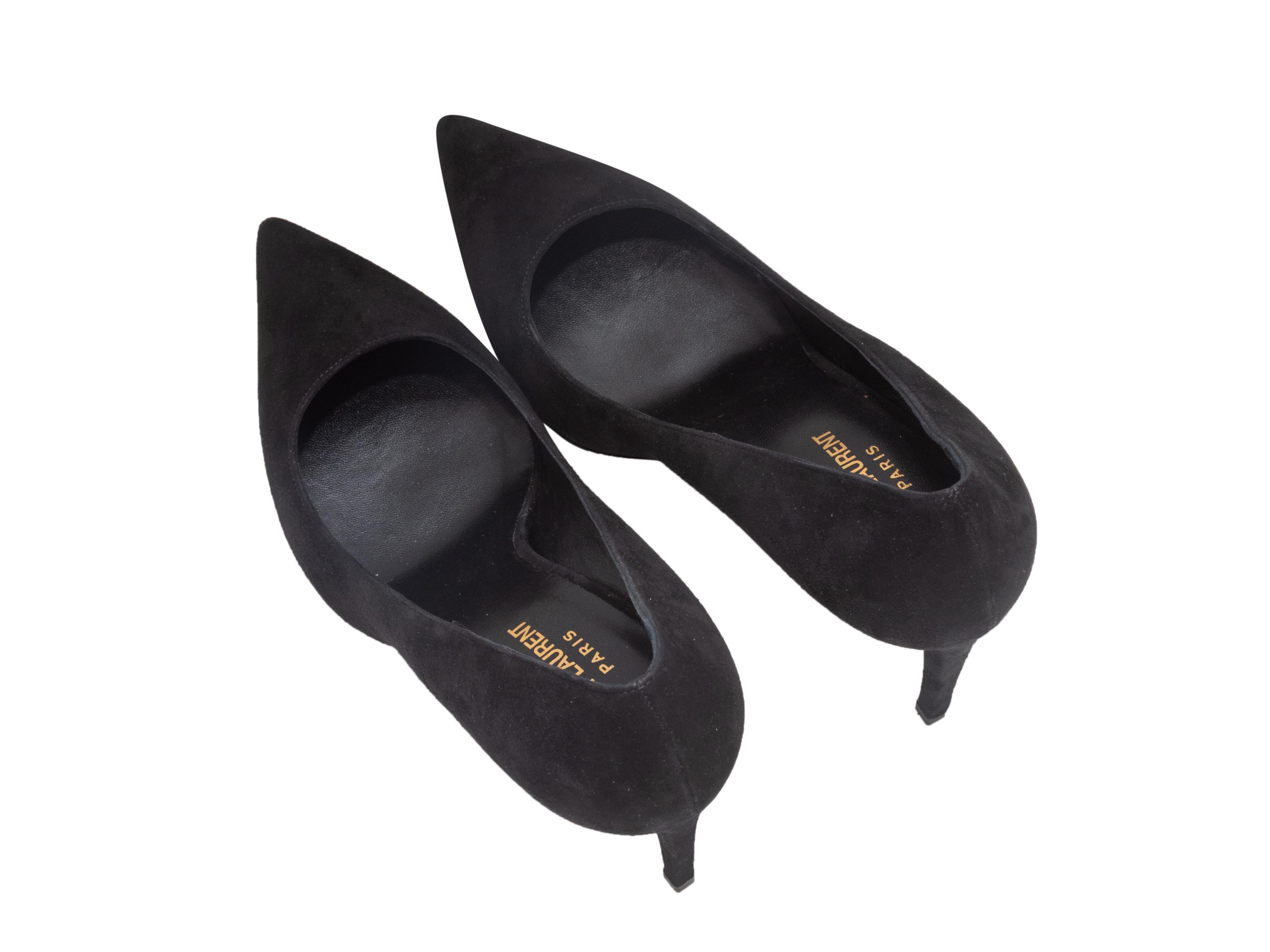Black Saint Laurent Suede Pointed-Toe Pumps Size 40 In Good Condition For Sale In New York, NY