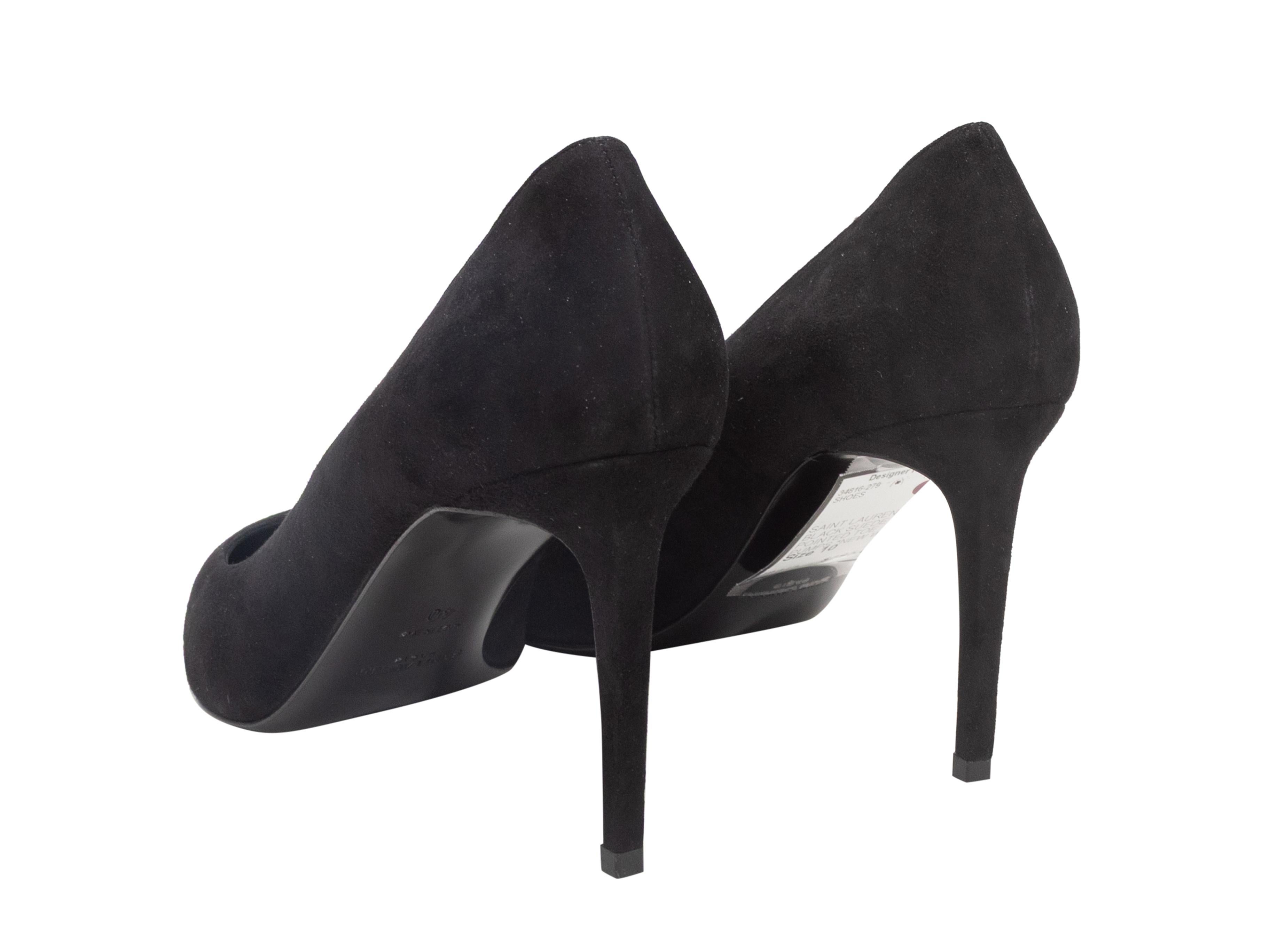 Women's Black Saint Laurent Suede Pointed-Toe Pumps Size 40 For Sale