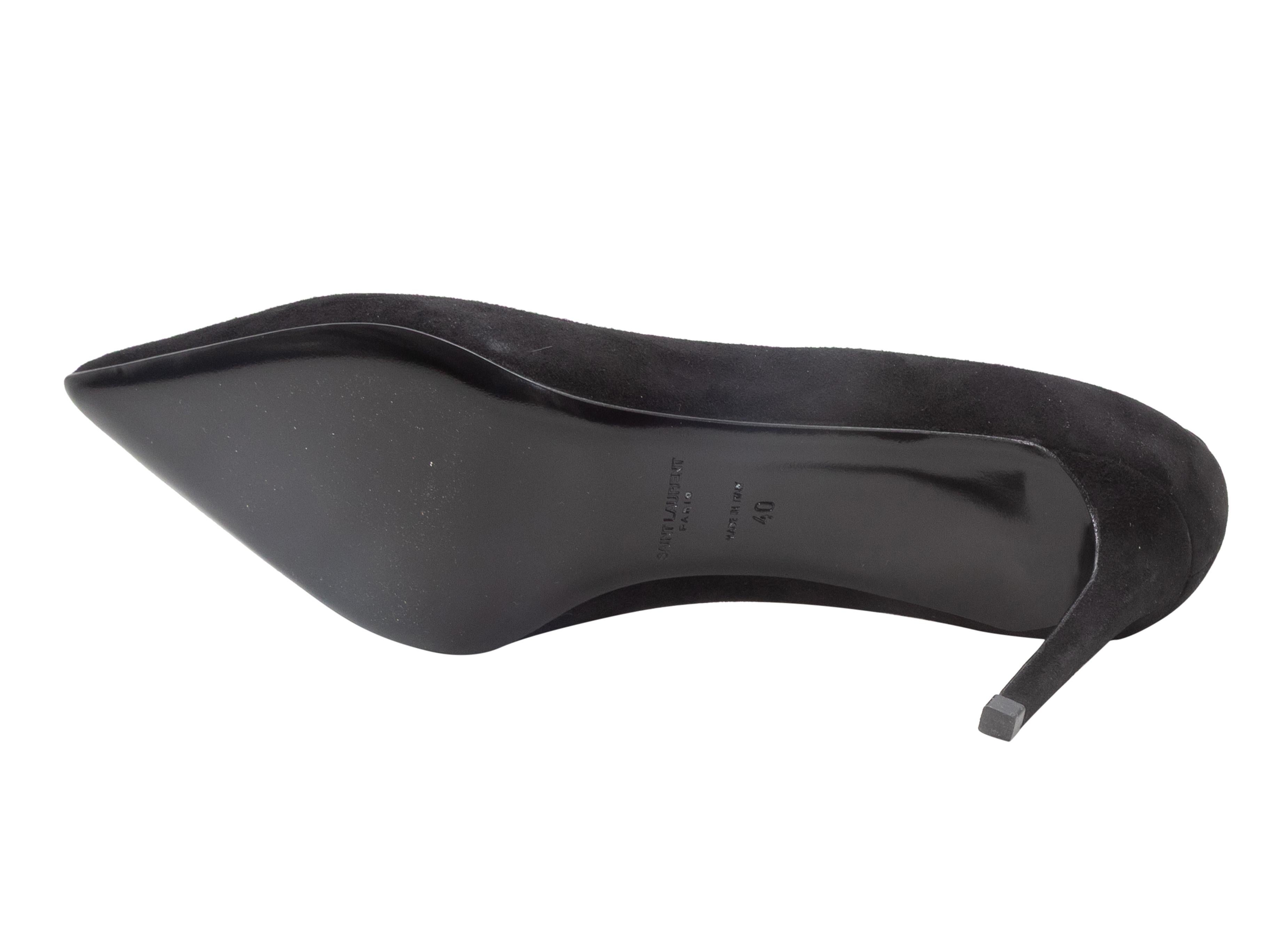 Black Saint Laurent Suede Pointed-Toe Pumps Size 40 For Sale 1