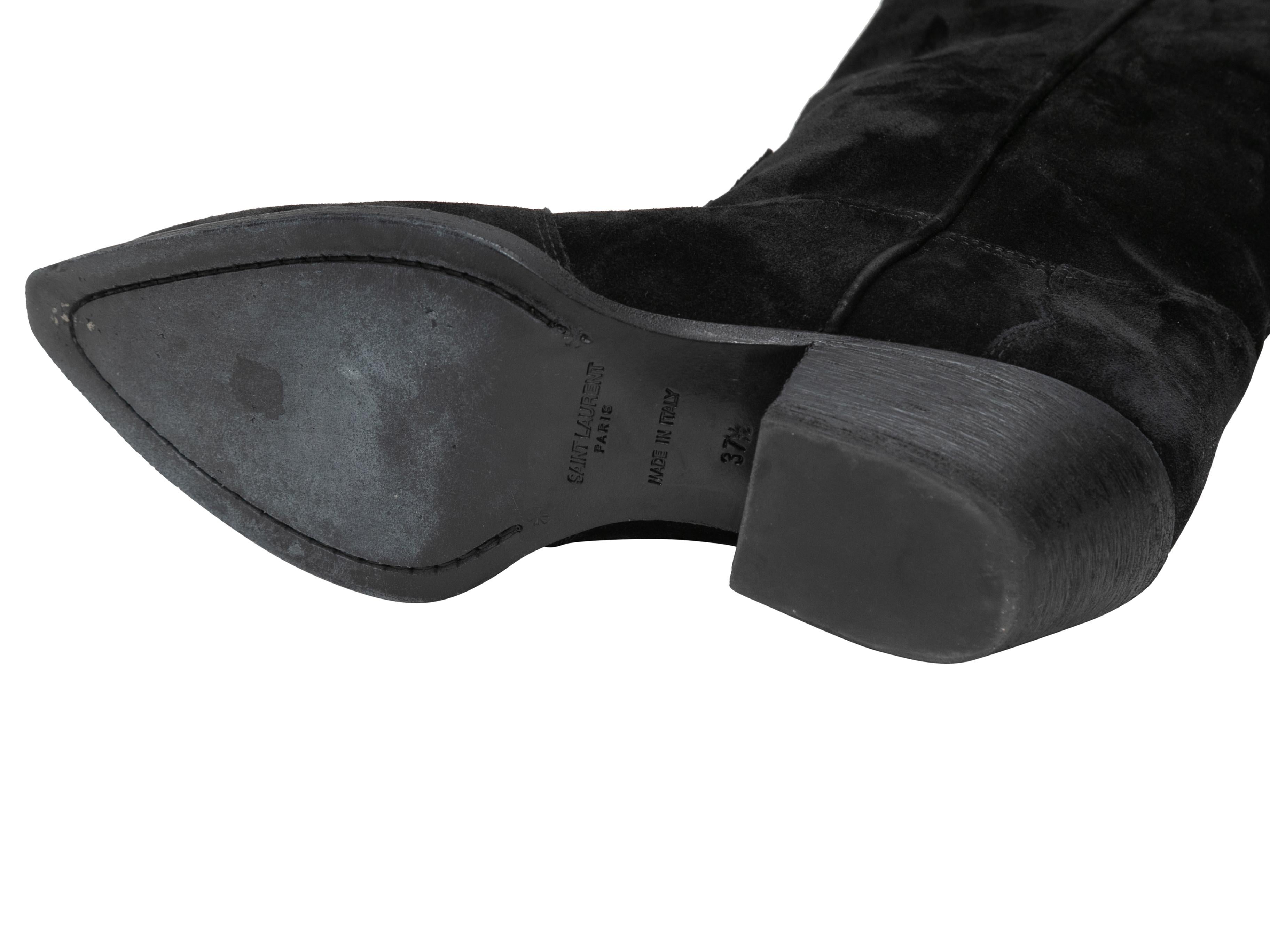 Black Saint Laurent Suede Pointed-Toe Western Boots Size 37.5 For Sale 1