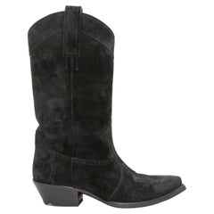 Schwarze Saint Laurent Wildlederstiefel mit spitzer Spitze Größe 37.5