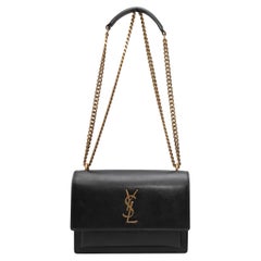 Bolso Negro Saint Laurent Sunset Cadena Mediana