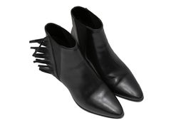 Black Saint Laurent Wyatt Fringe Ankle Boots Size 37.5