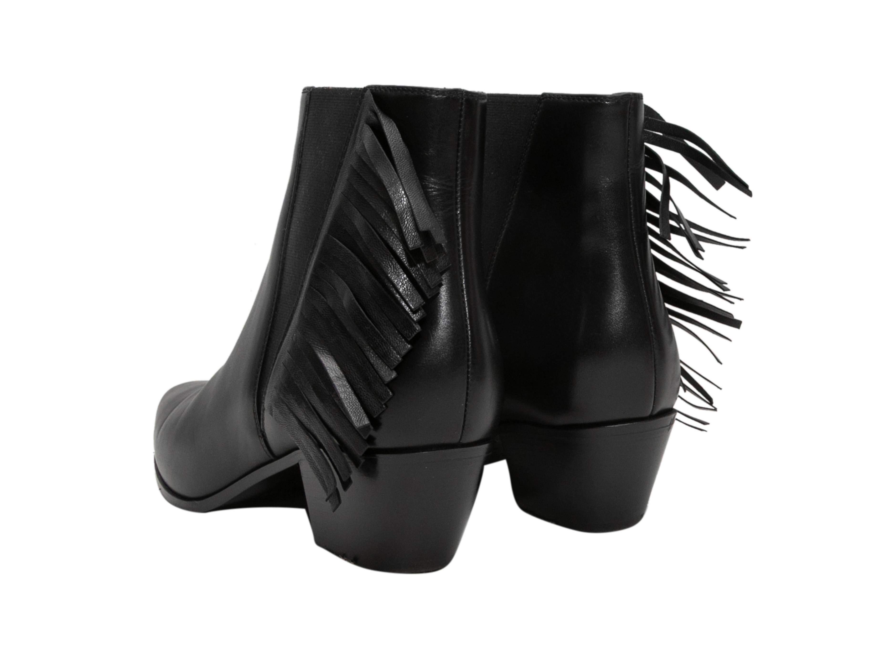 Black Saint Laurent Fringe Ankle Boots Size 37.5 Bon état - En vente à New York, NY
