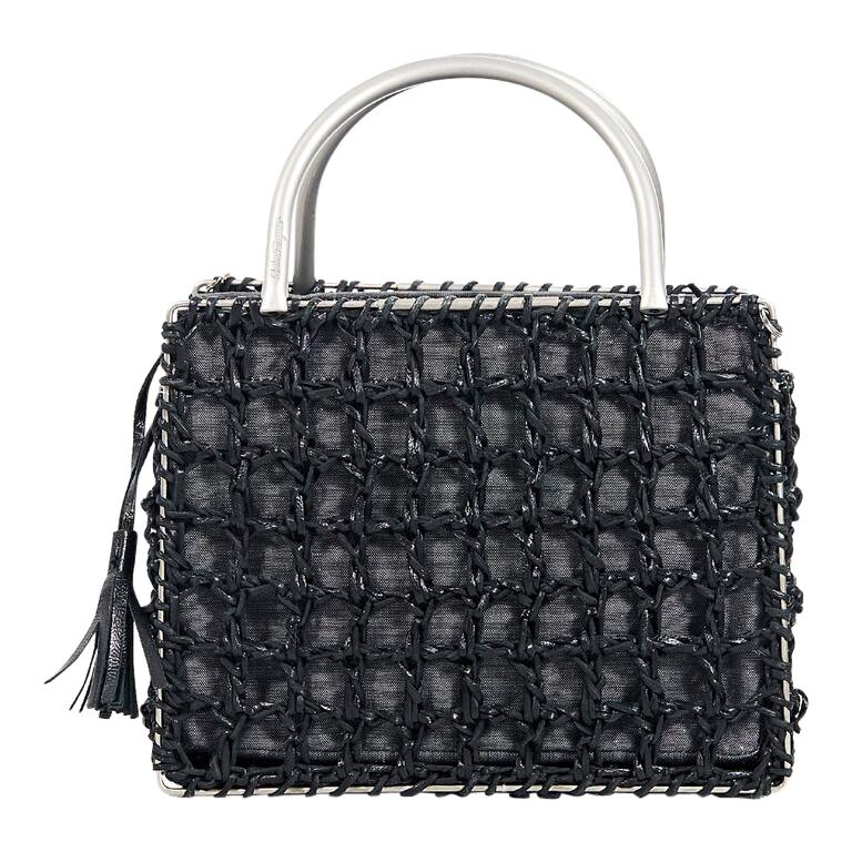 Black Salvatore Ferragamo Leather & Fabric Evening Bag