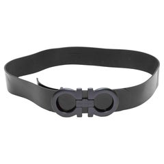 Black Salvatore Ferragamo Leather Gancini Buckle Belt