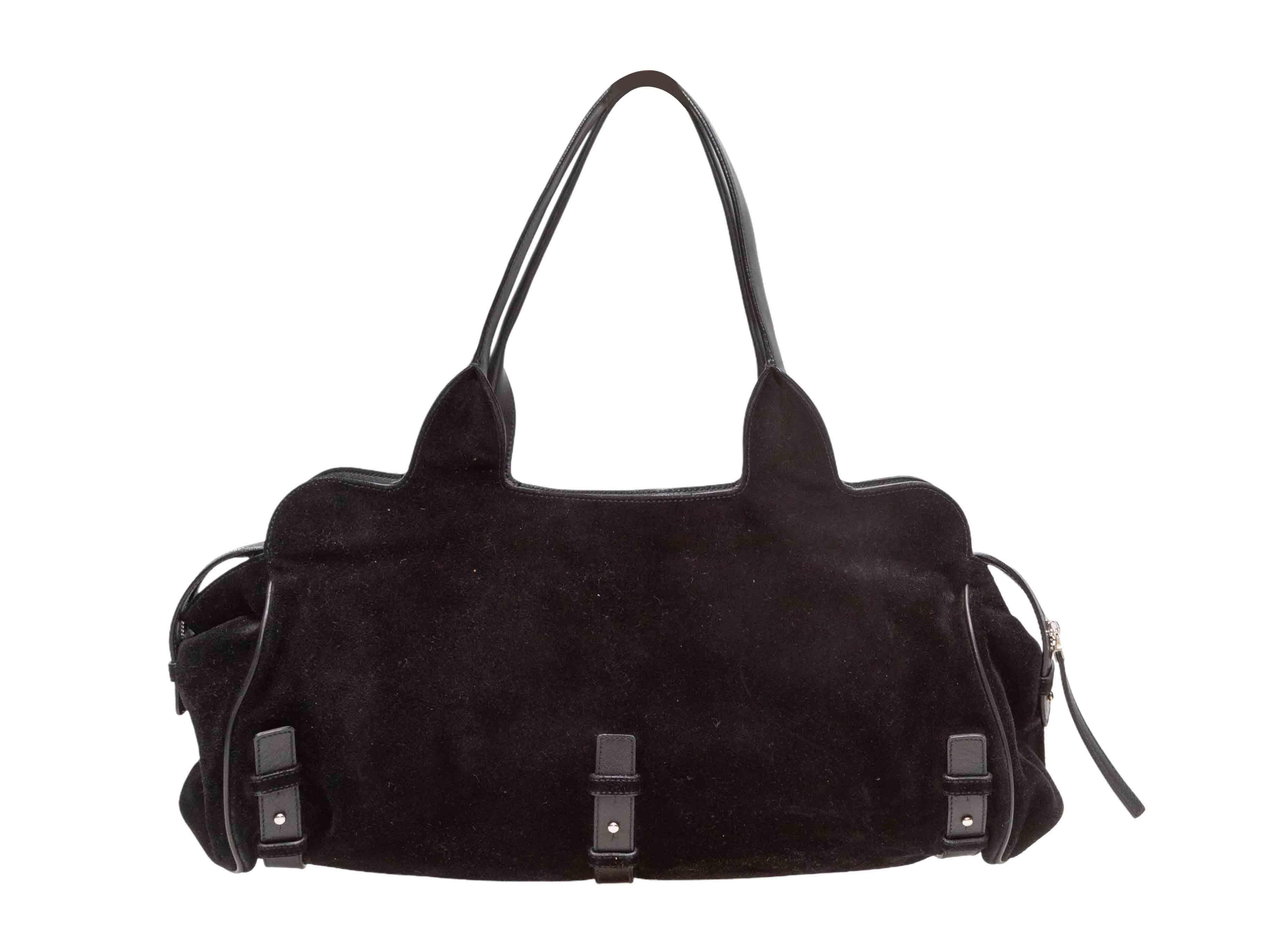 Noir Sac à main Cargo en daim et fourrure Salvatore Ferragamo noir en vente