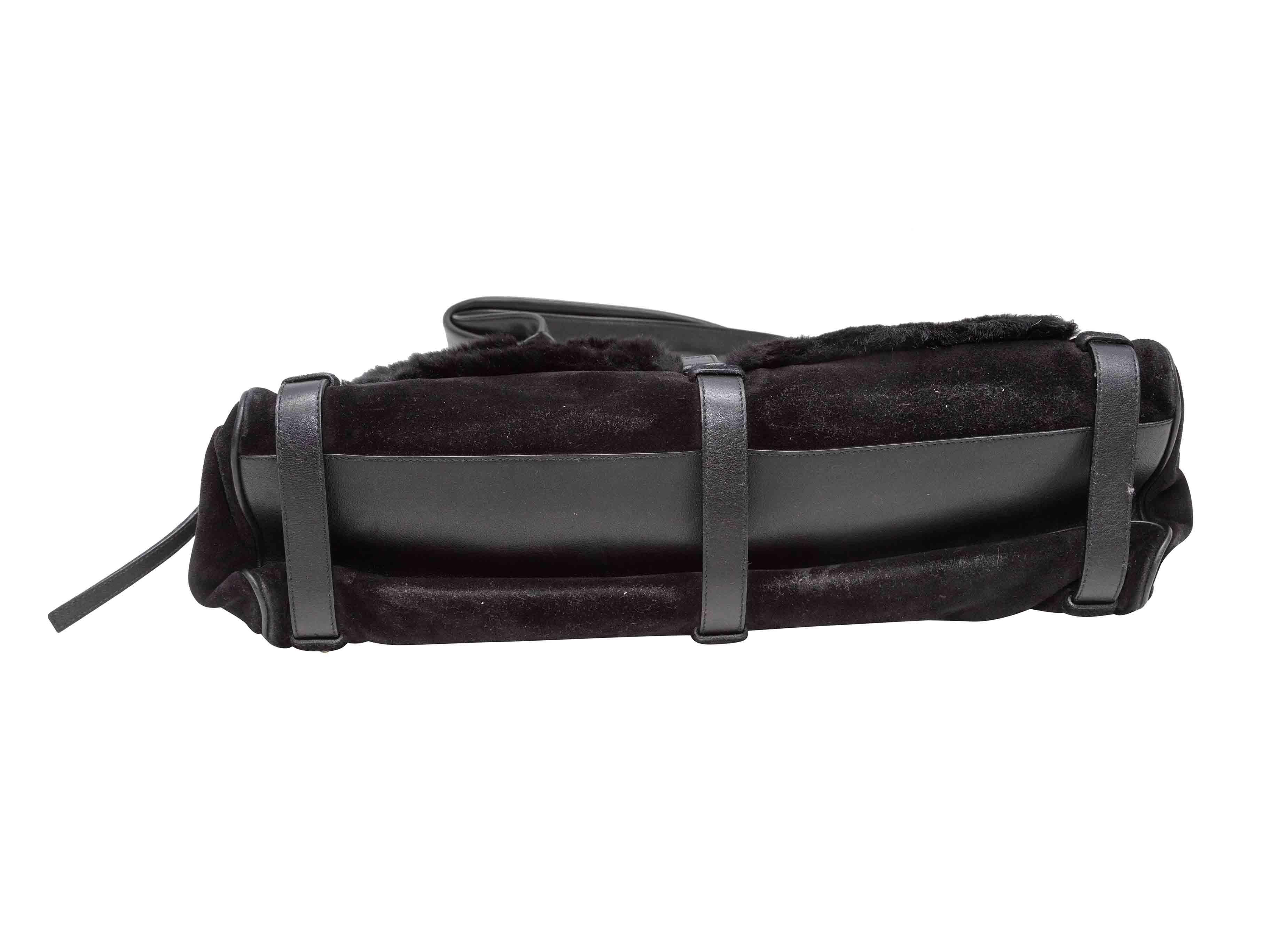 Sac à main Cargo en daim et fourrure Salvatore Ferragamo noir Bon état - En vente à New York, NY