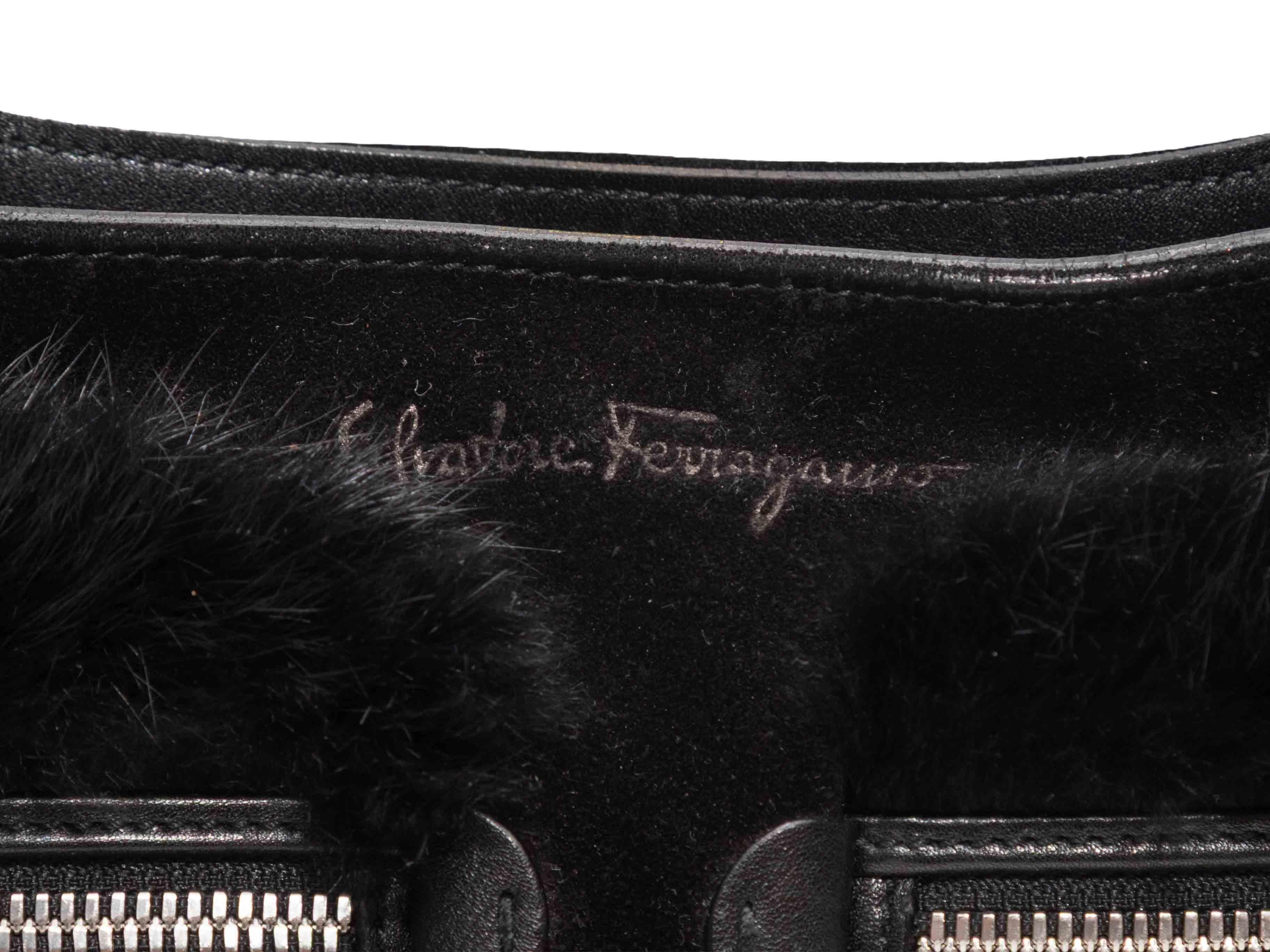 Sac à main Cargo en daim et fourrure Salvatore Ferragamo noir en vente 2