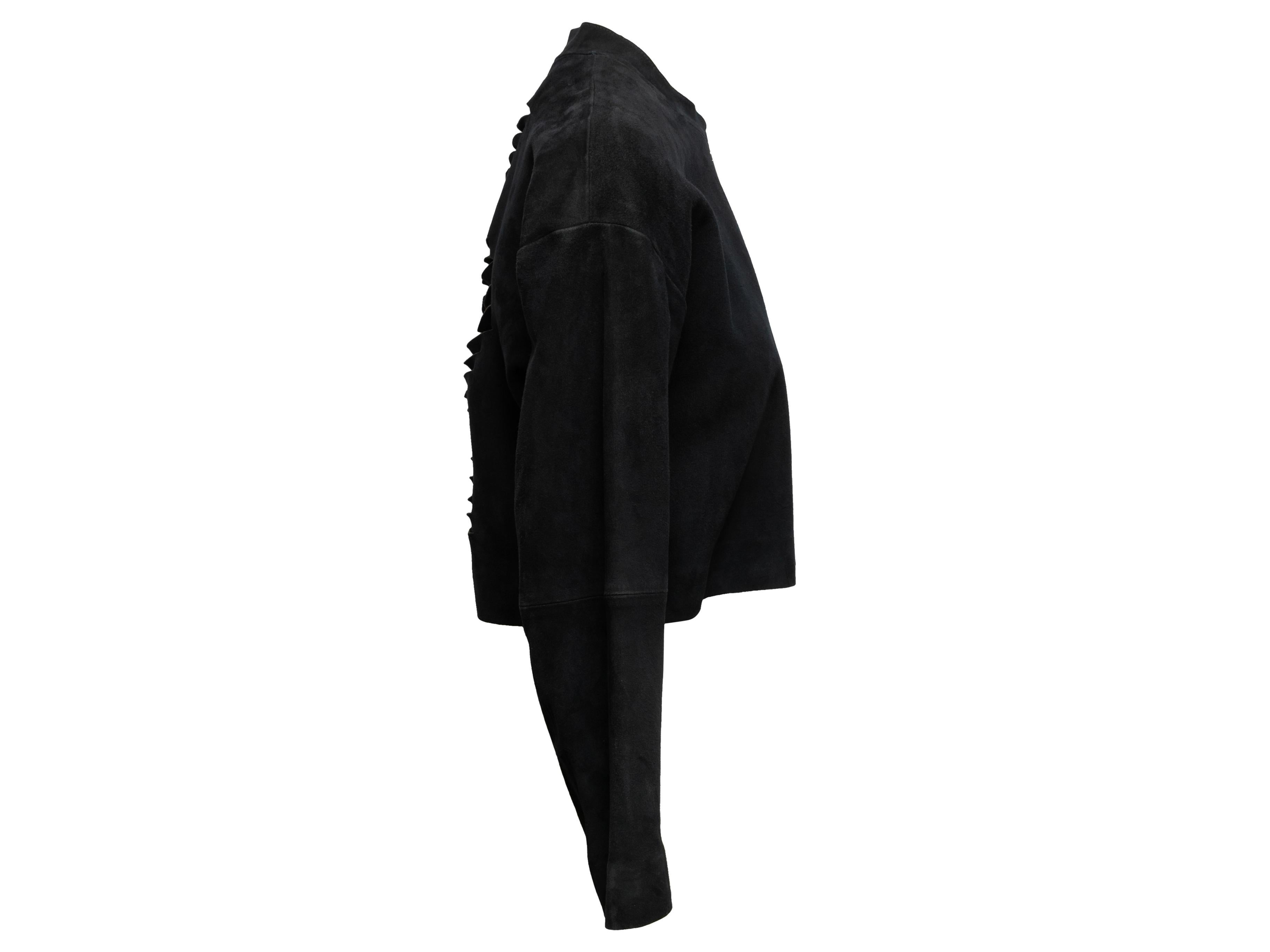 Noir Sandro Cropped Suede Cutout Jacket Designer Taille 1 en vente