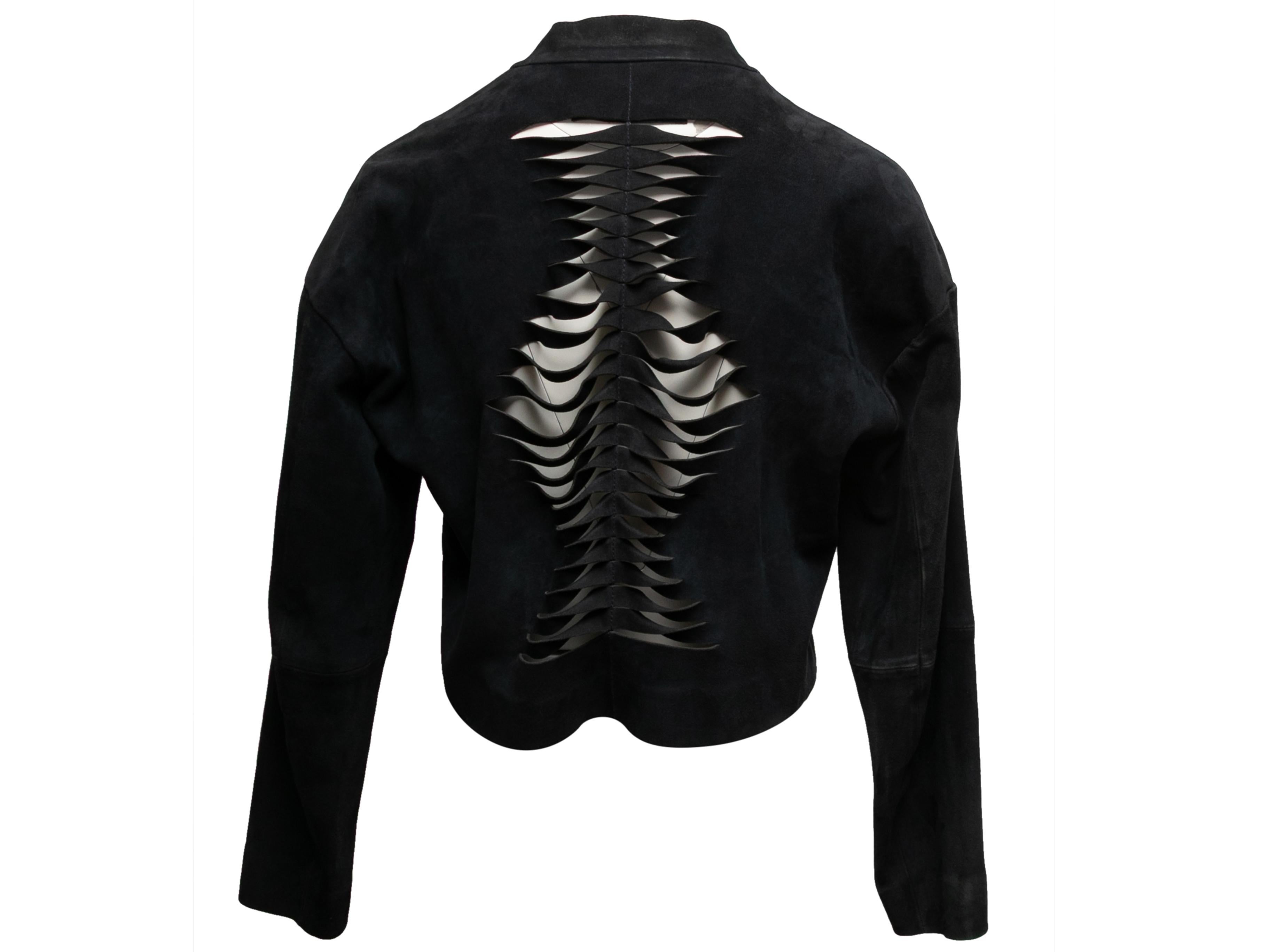 Sandro Cropped Suede Cutout Jacket Designer Taille 1 Bon état - En vente à New York, NY
