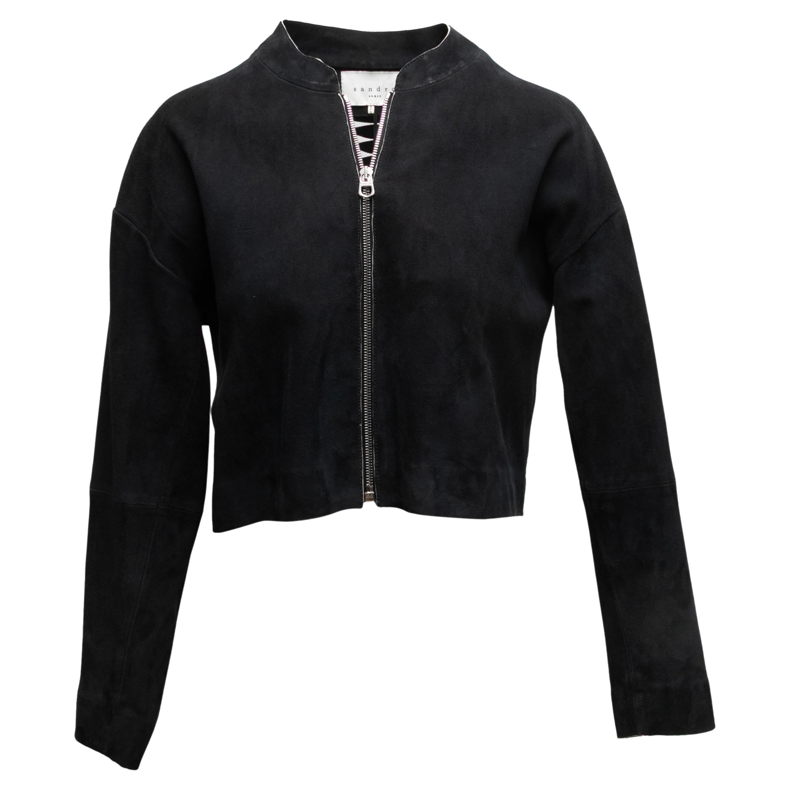 Sandro Cropped Suede Cutout Jacket Designer Taille 1