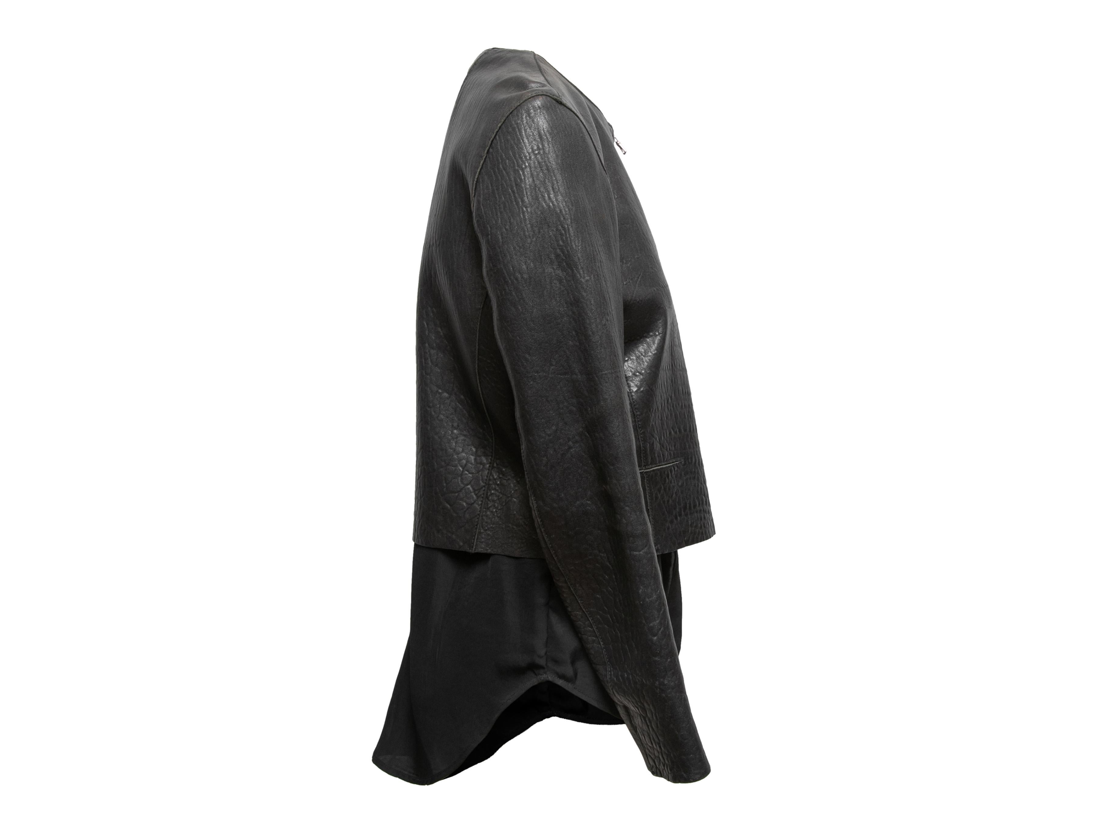 Black Sandro Layered Leather Jacket Size 2 2