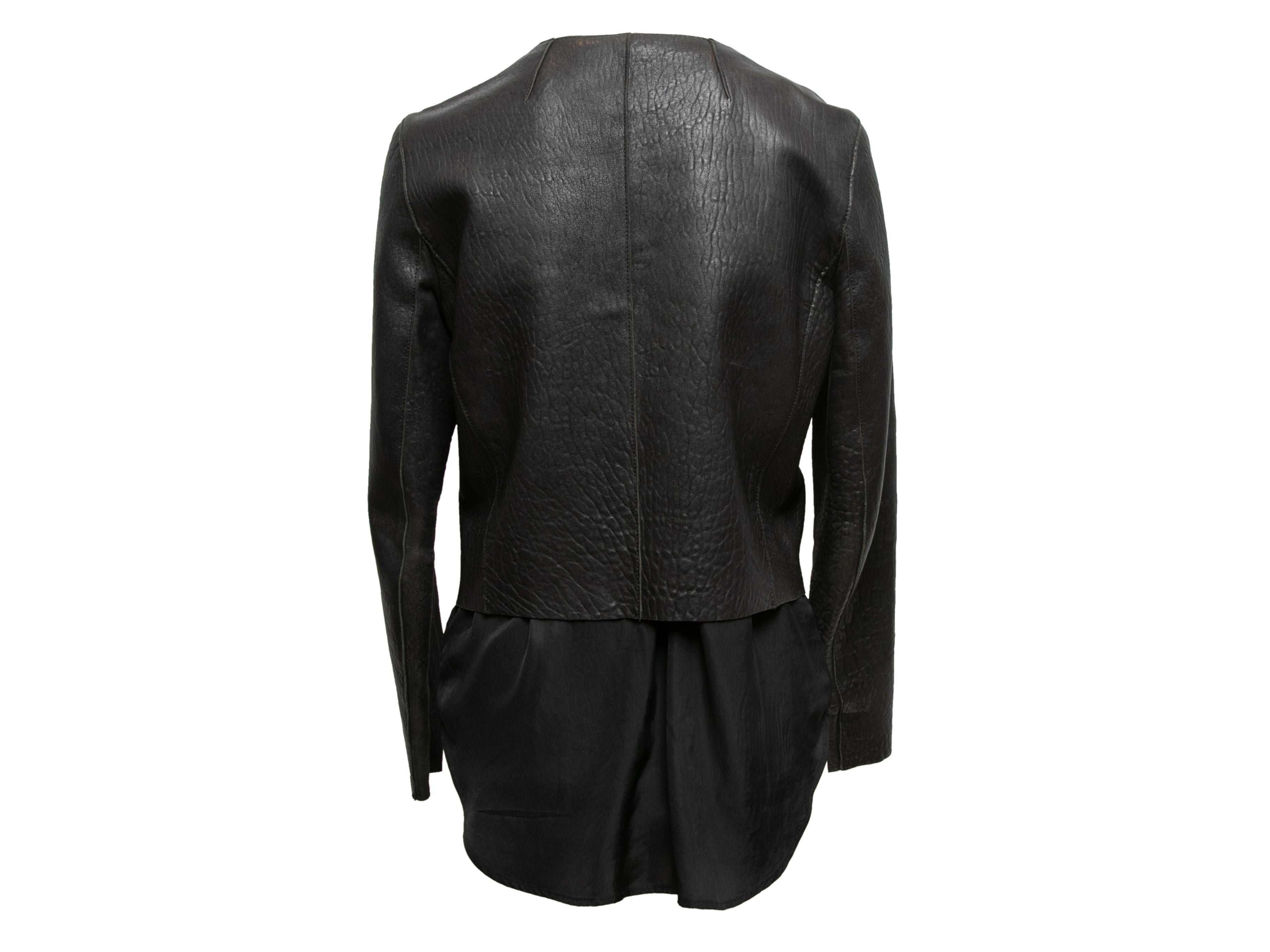 Black Sandro Layered Leather Jacket Size 2 3