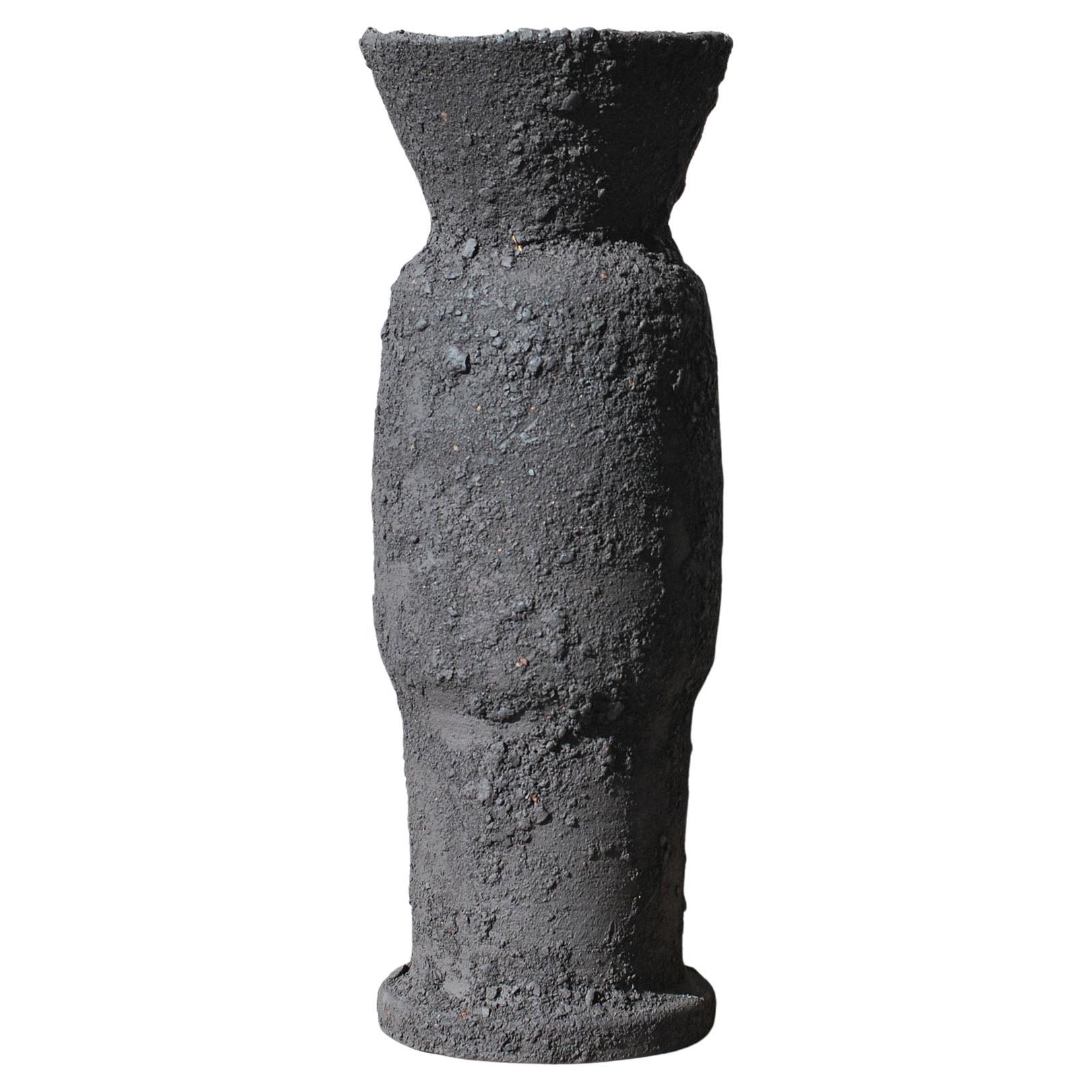 Black Sandstone Vessel Vase by Moïo Studio