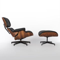 Black and Santos Herman Miller Original Eames Tall Lounge Chair and Ottoman
