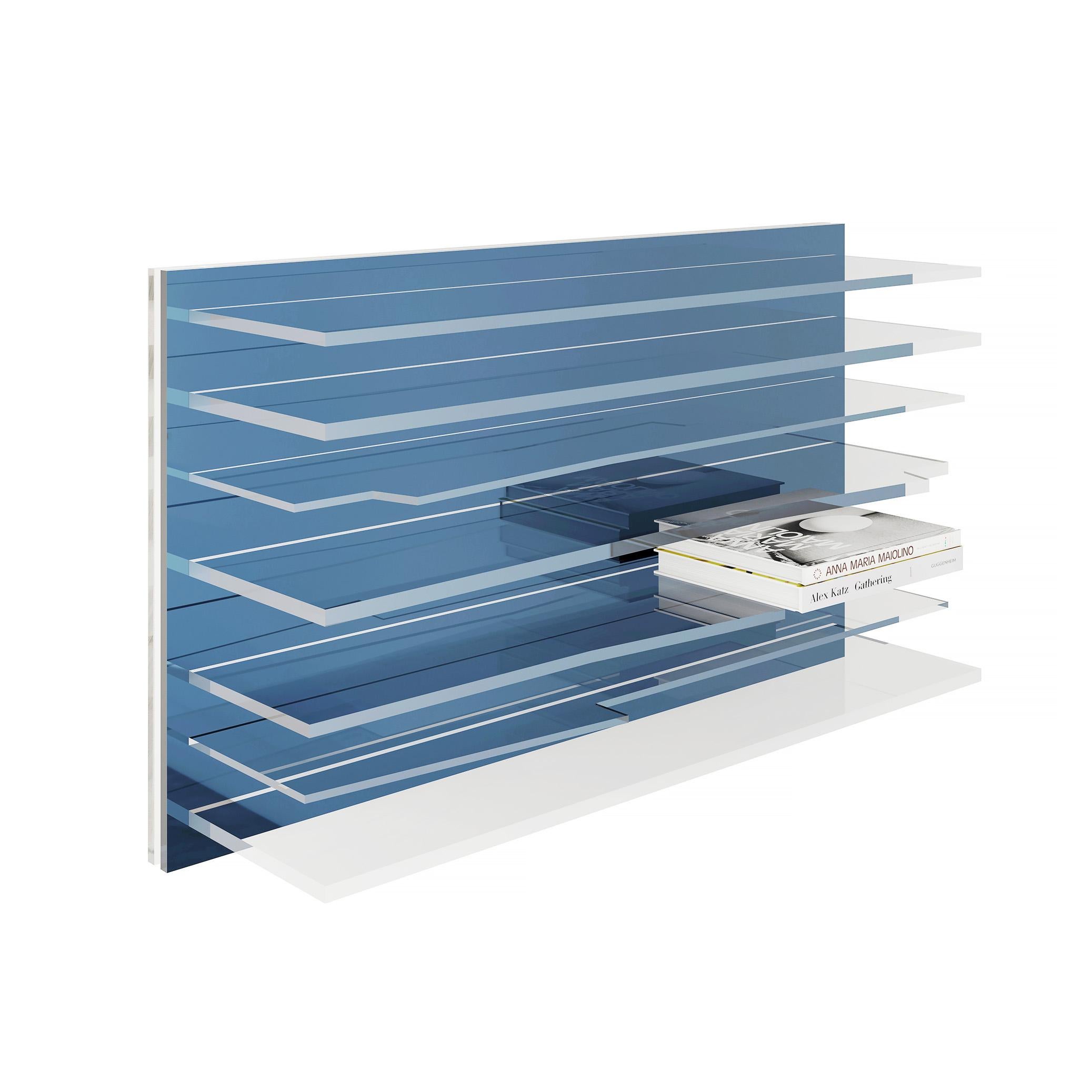 Black Sapere Bookcase by Migdalia Salazar, Mirror Acrylic Shelf For Sale 2