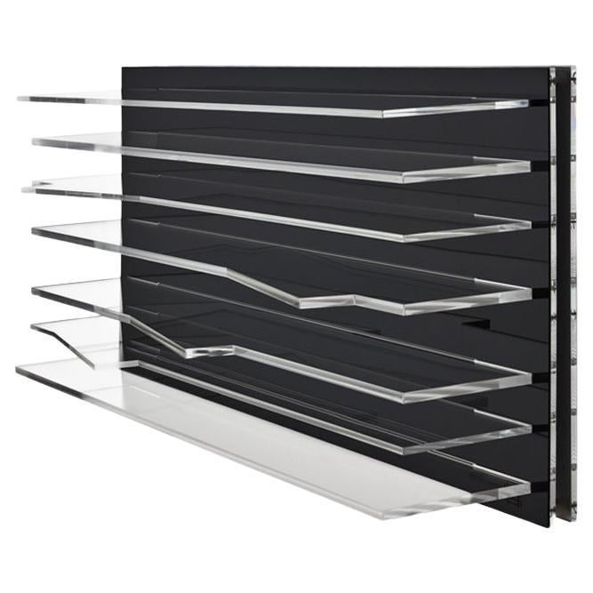 Black Sapere Bookcase by Migdalia Salazar, Mirror Acrylic Shelf