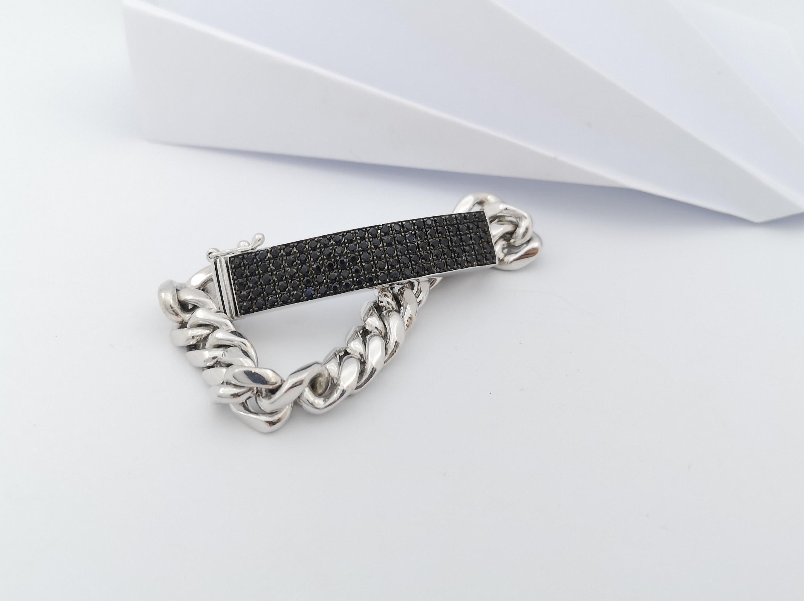 Black Sapphire  Bracelet set in Silver Settings For Sale 4