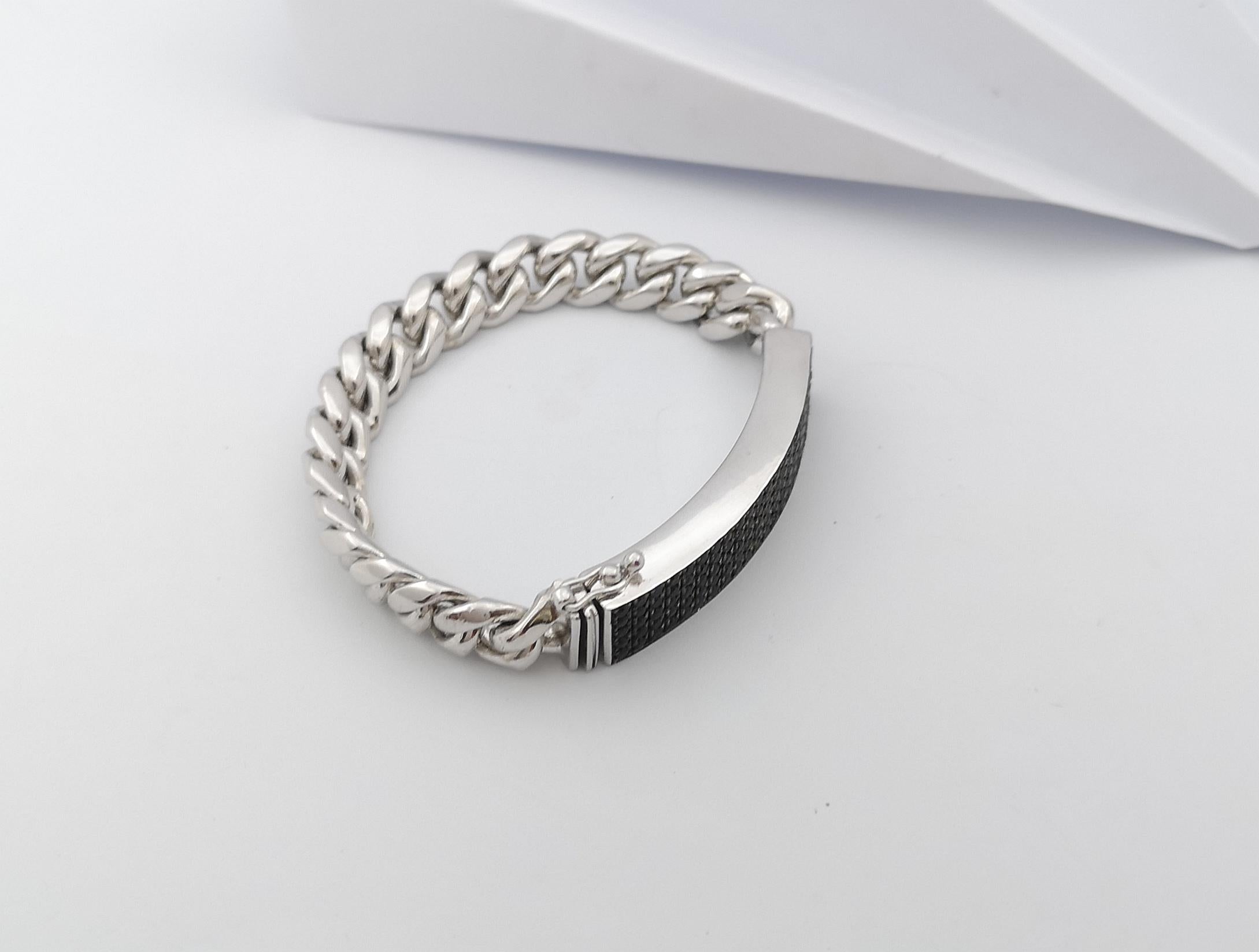 Black Sapphire  Bracelet set in Silver Settings For Sale 5