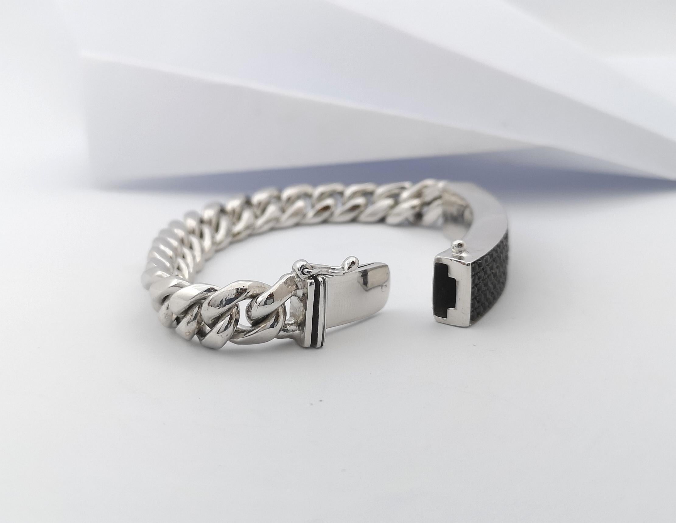 Black Sapphire  Bracelet set in Silver Settings For Sale 6
