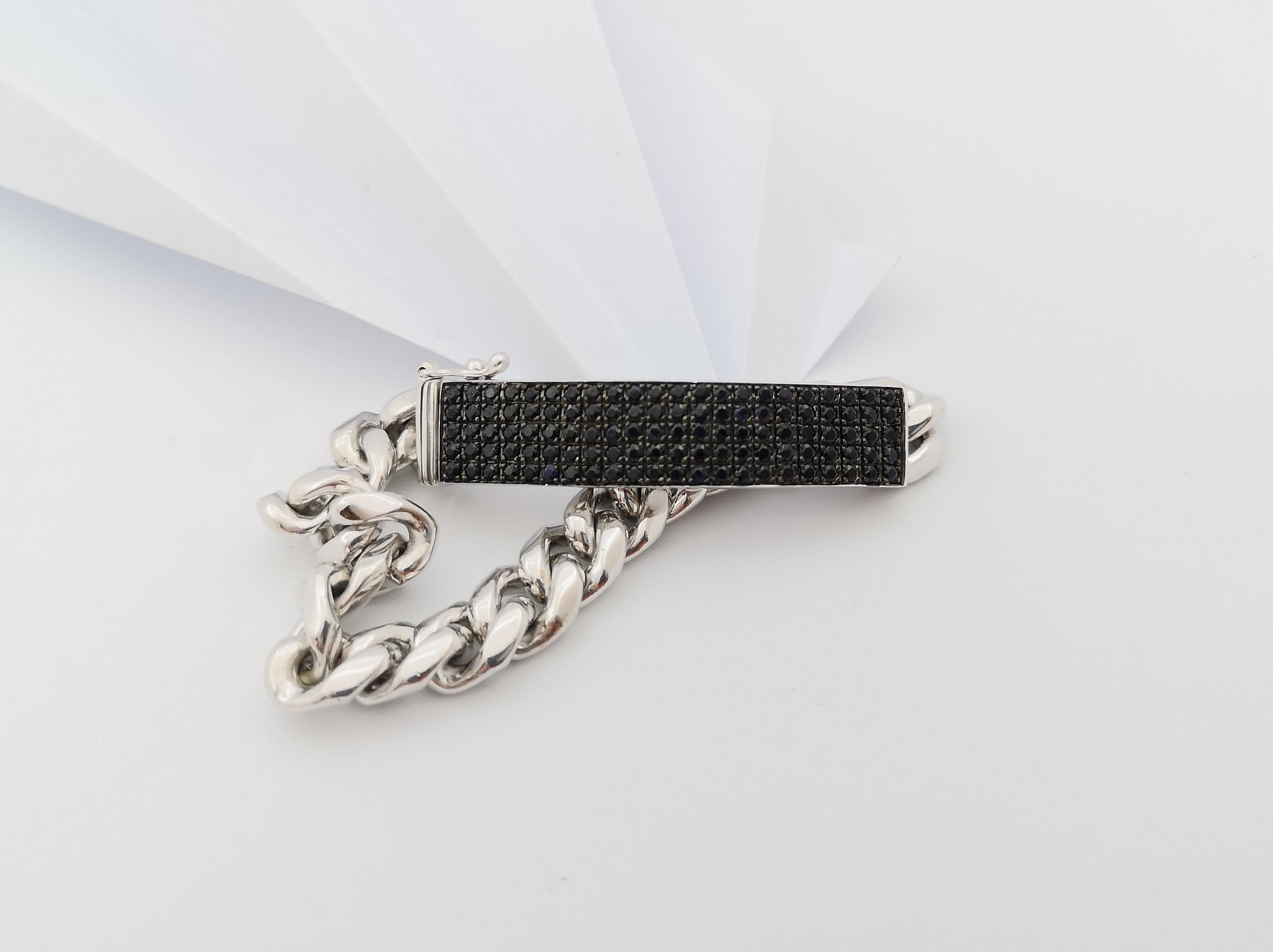 Black Sapphire  Bracelet set in Silver Settings For Sale 2
