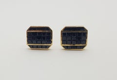 Bouton de manchette en saphir noir serti dans de l'or 18 carats