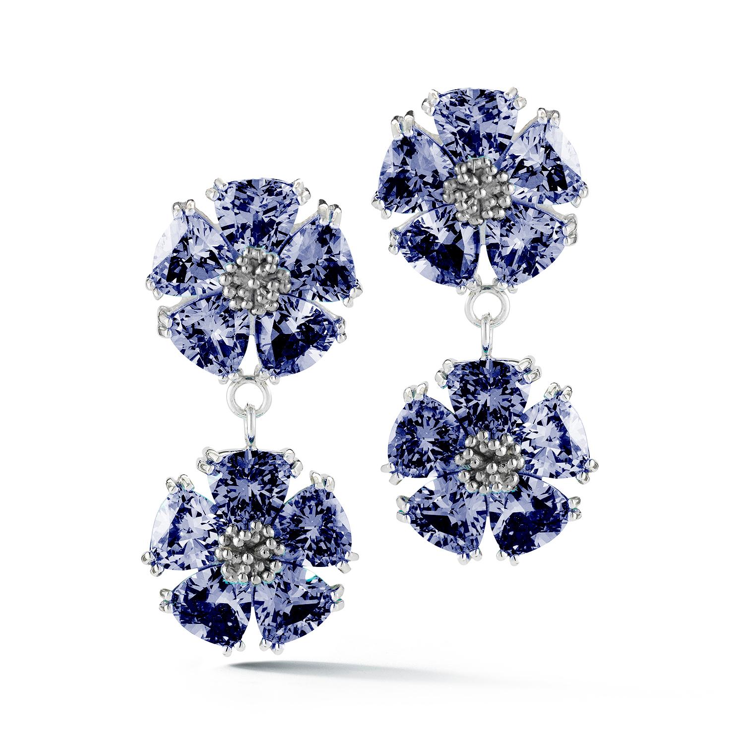 Designed in NYC

.925 Sterling Silver 2 x 20 mm Black Sapphire Double Blossom Stone Earrings. No matter the season, allow natural beauty to surround you wherever you go. Double blossom stone earrings: 

    Sterling silver 
    High-polish finish 
 