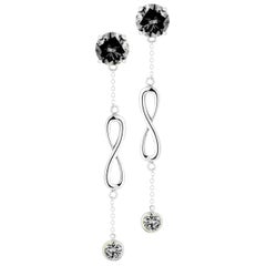 Black Sapphire Double Stone Infinity Chain Earrings