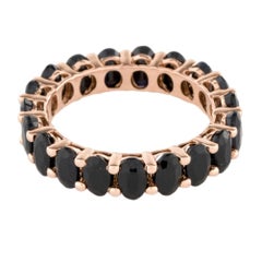 Black Sapphire Oval Eternity Ring in 14k Gold