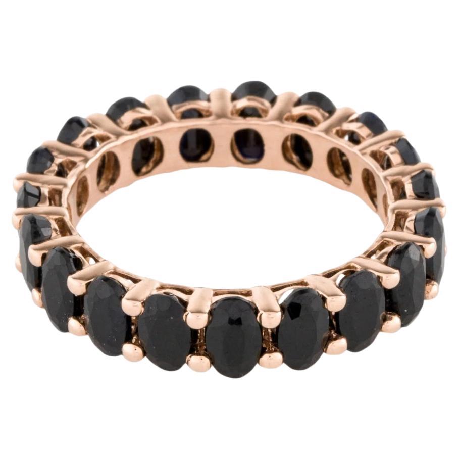 Bague d'éternité ovale en saphir noir en or 14k